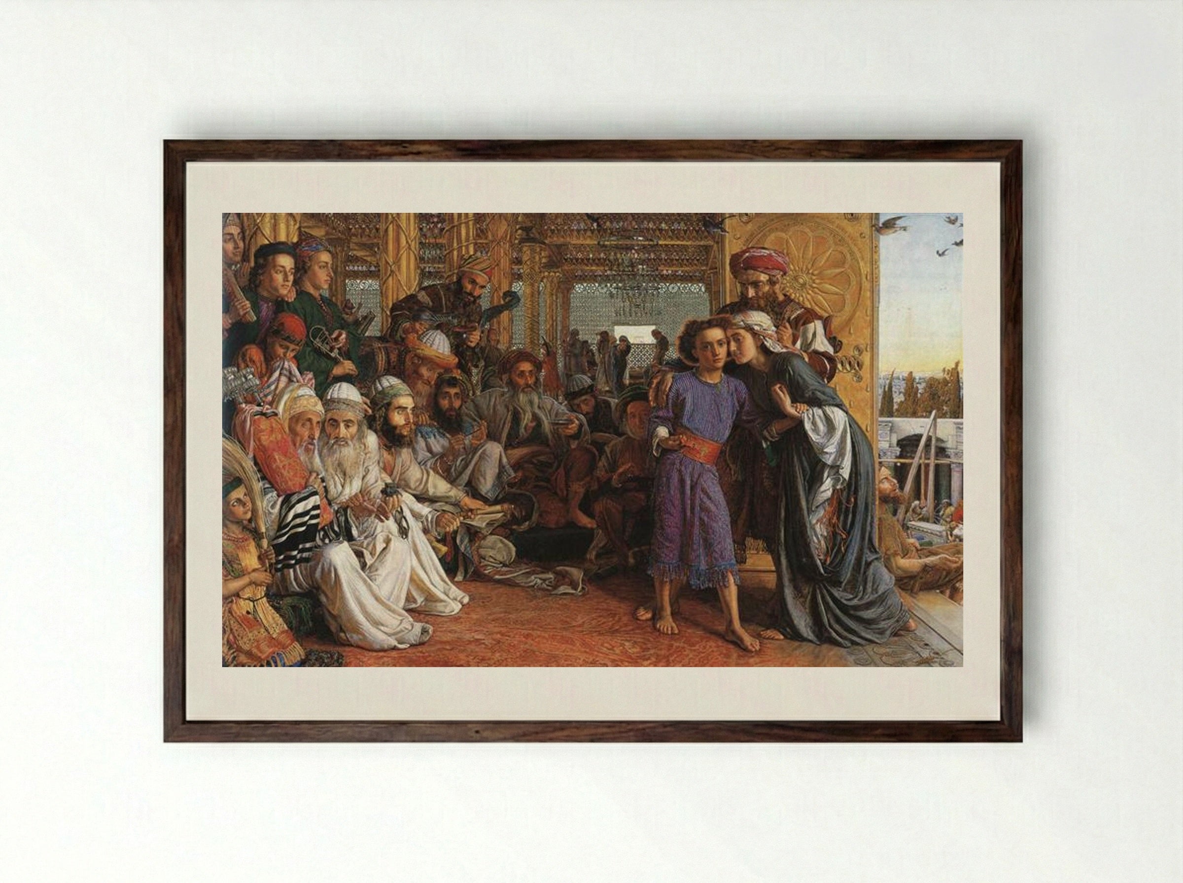 The Finding of the Saviour in the Temple - William Holman Hunt - Framed Print Dark Wood