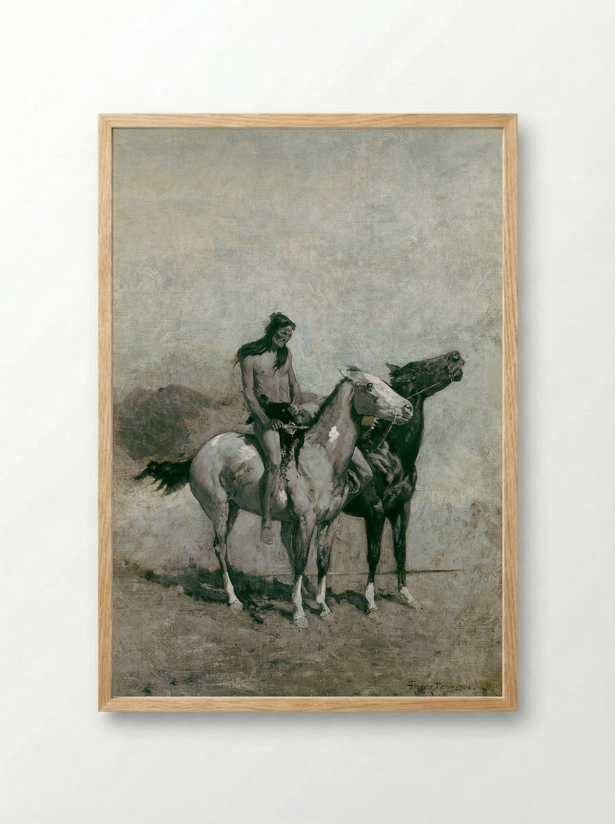 The Fire-Eater Slung His Victim Across His Pony - Frederic Remington - Framed Print Wood