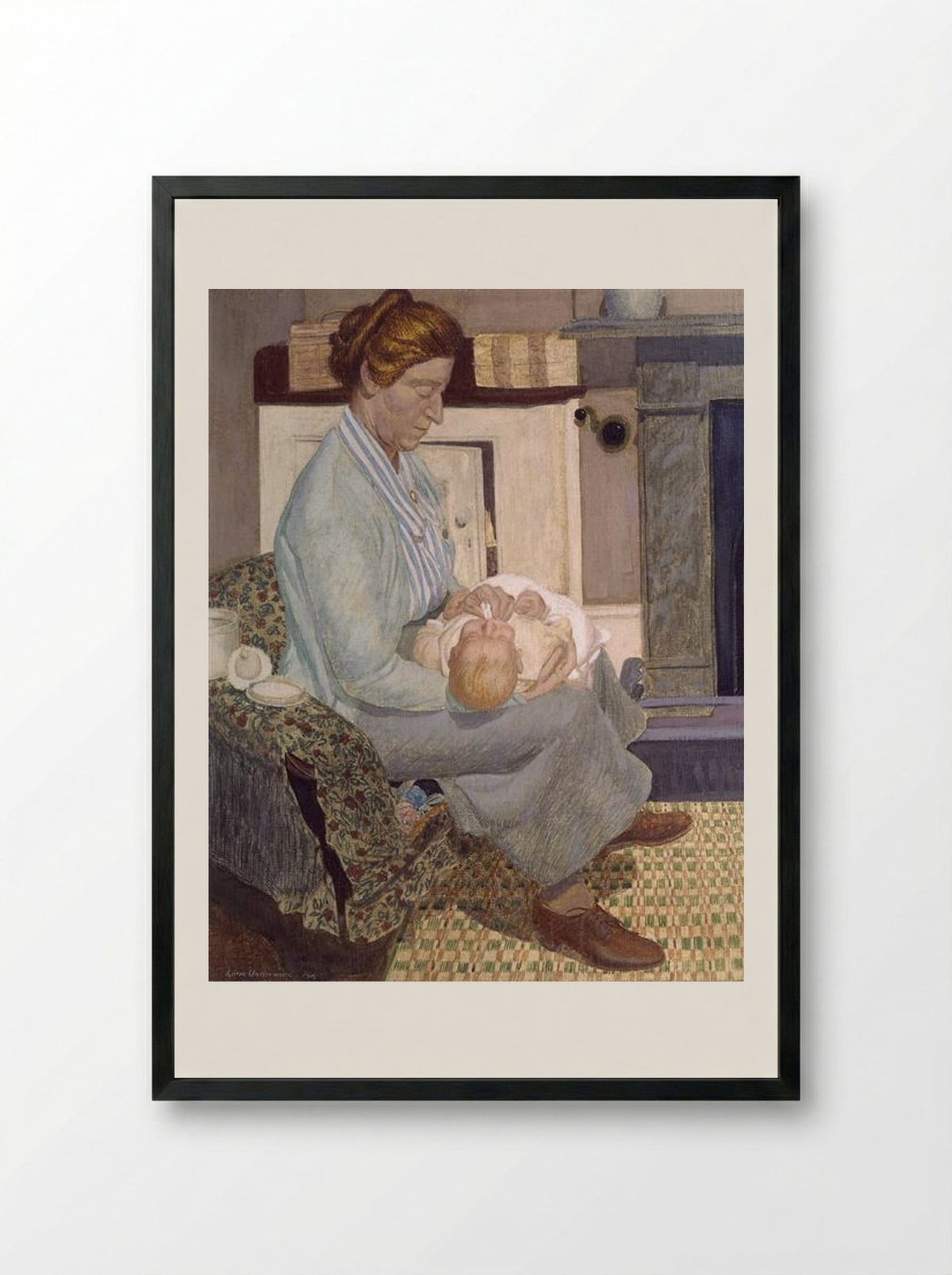 The Fireside - Leon Underwood - Framed Print Black