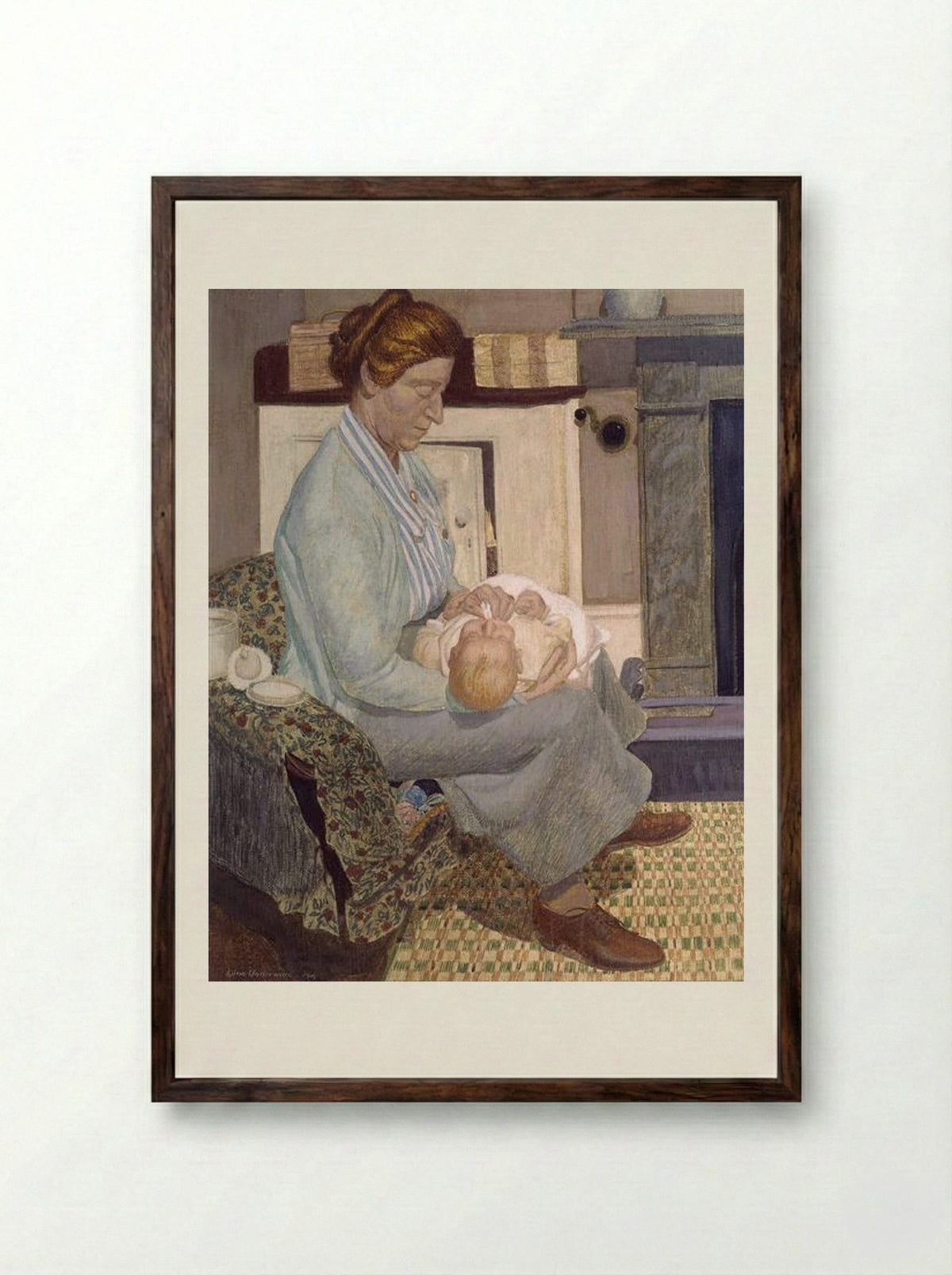 The Fireside - Leon Underwood - Framed Print Dark Wood