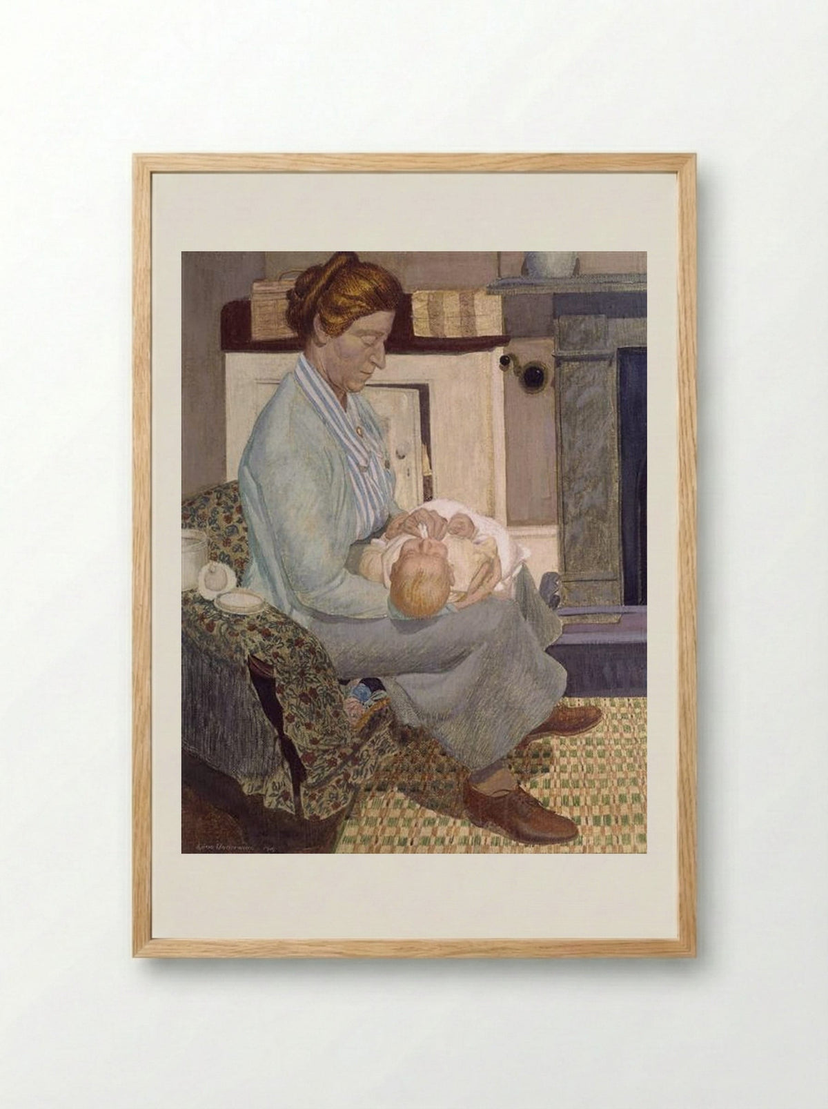 The Fireside - Leon Underwood - Framed Print Wood