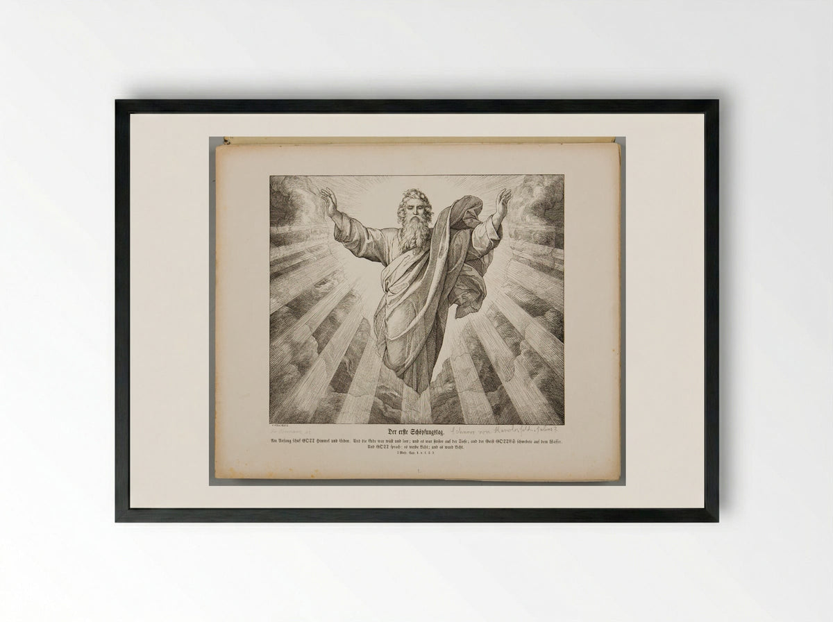 The First Day of Creation - Julius Schnorr von Carolsfeld - Framed Print Black