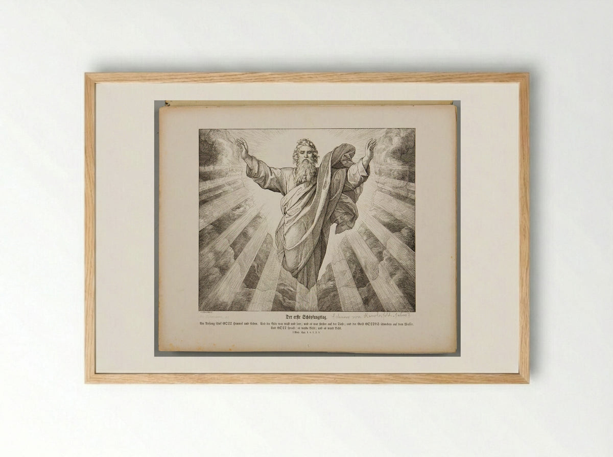 The First Day of Creation - Julius Schnorr von Carolsfeld - Framed Print Wood
