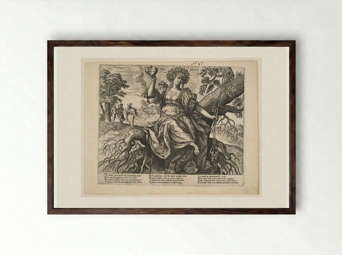 The First Era: Natural Law - Hieronymus Wierix - Framed Print Dark Wood
