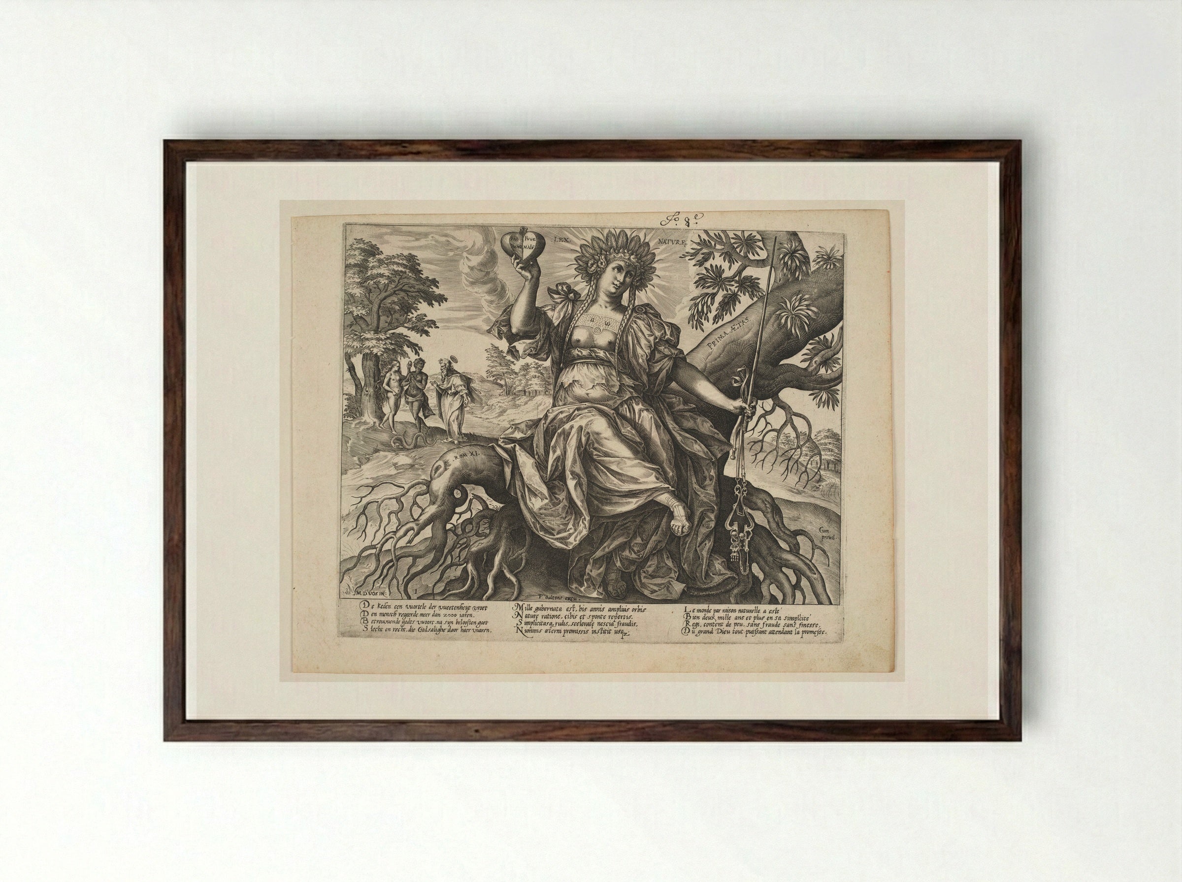 The First Era: Natural Law - Hieronymus Wierix - Framed Print Dark Wood