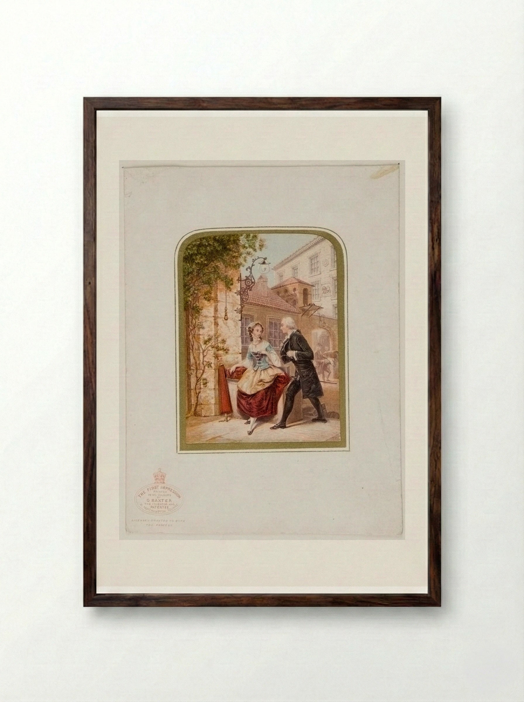 The First Impression - George Baxter - Framed Print Dark Wood
