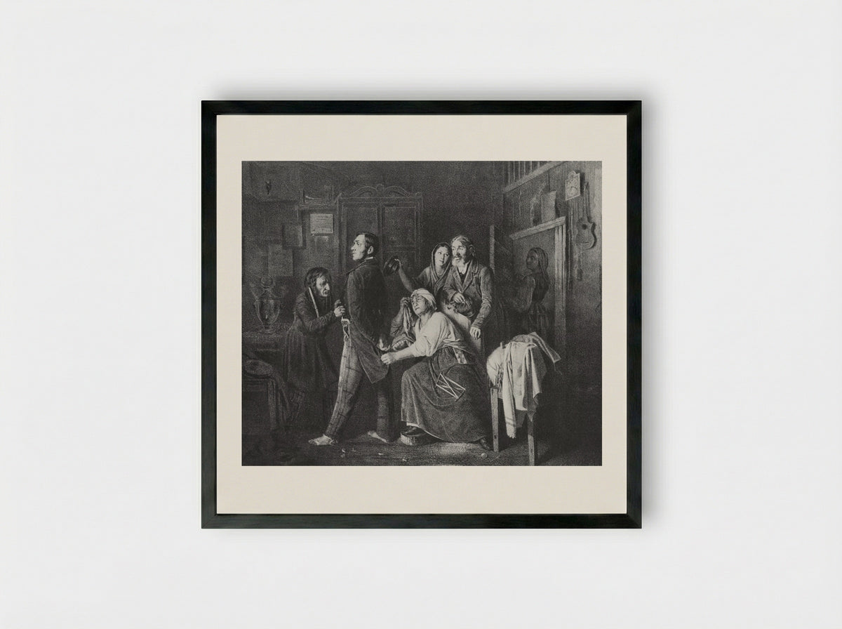 The First Rank. Son of a Sacristan, Promoted to Collegiate Registrar - Vasily Perov - Framed Print Black