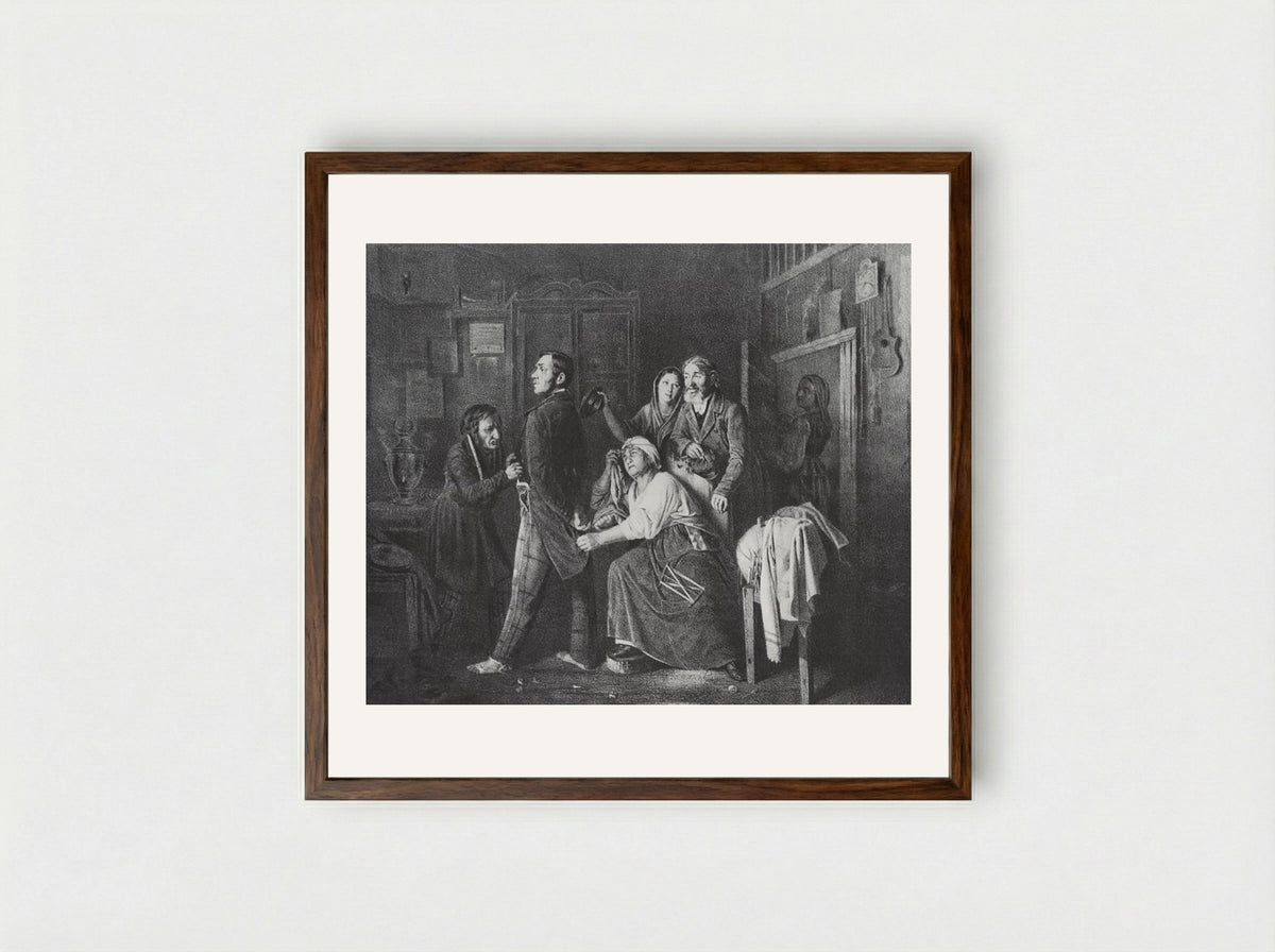 The First Rank. Son of a Sacristan, Promoted to Collegiate Registrar - Vasily Perov - Framed Print Dark Wood