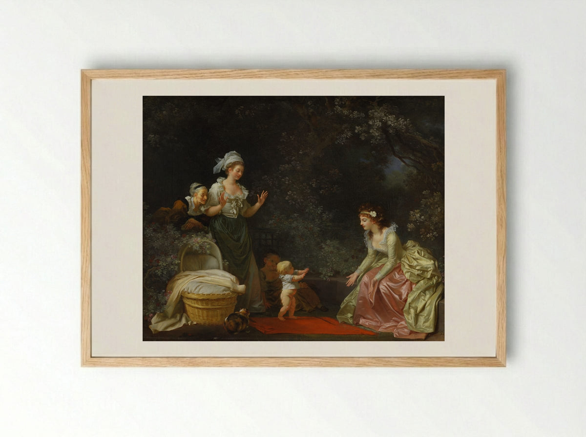 The First Steps - Jean-Honoré Fragonard - Framed Print Wood