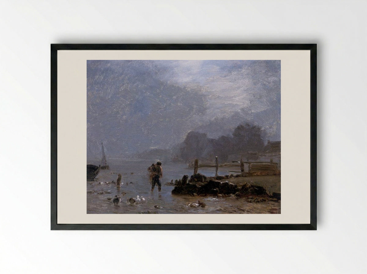 The Fisherman - Constant Troyon - Framed Print Black