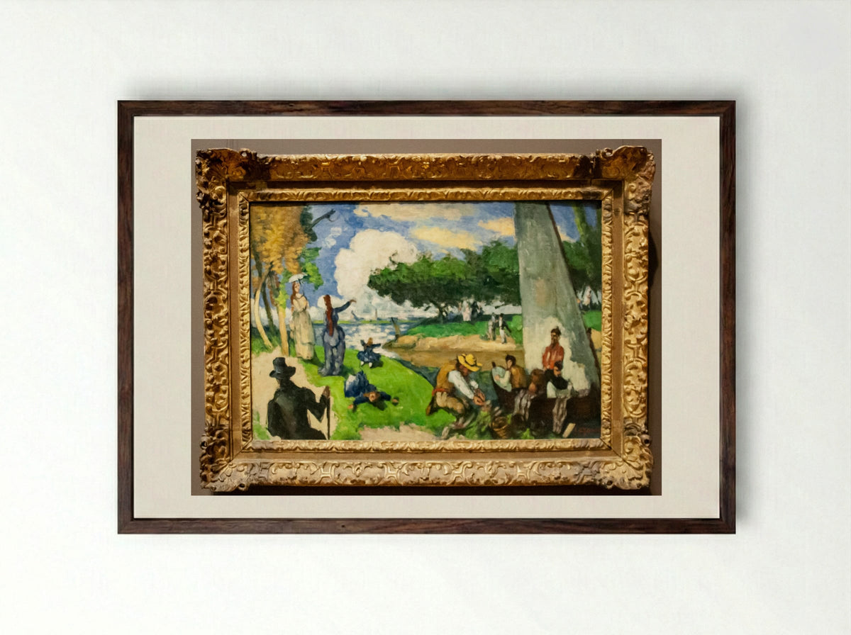 The Fishermen (Fantastic Scene) - Paul Cézanne - Framed Print Dark Wood
