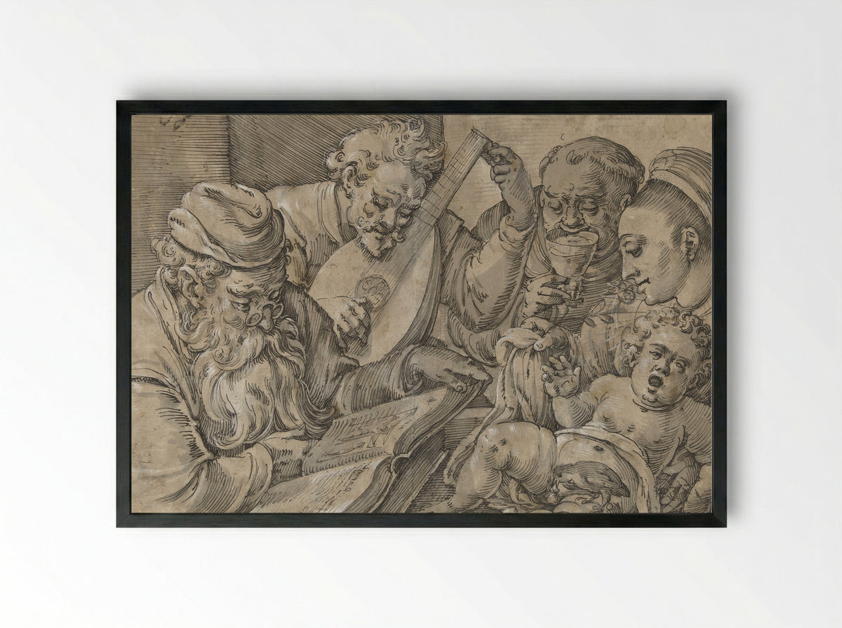 The Five Senses and the Five Ages of Man - Anton Möller - Framed Print Black