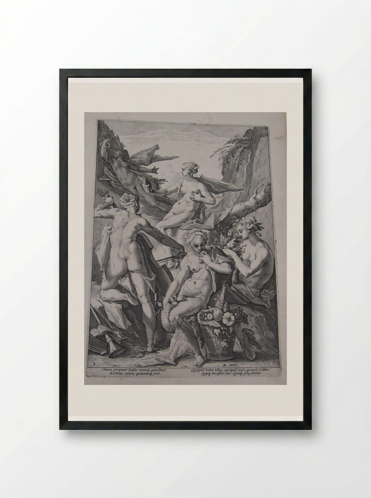 The Five Senses - Jacob Matham - Framed Print Black