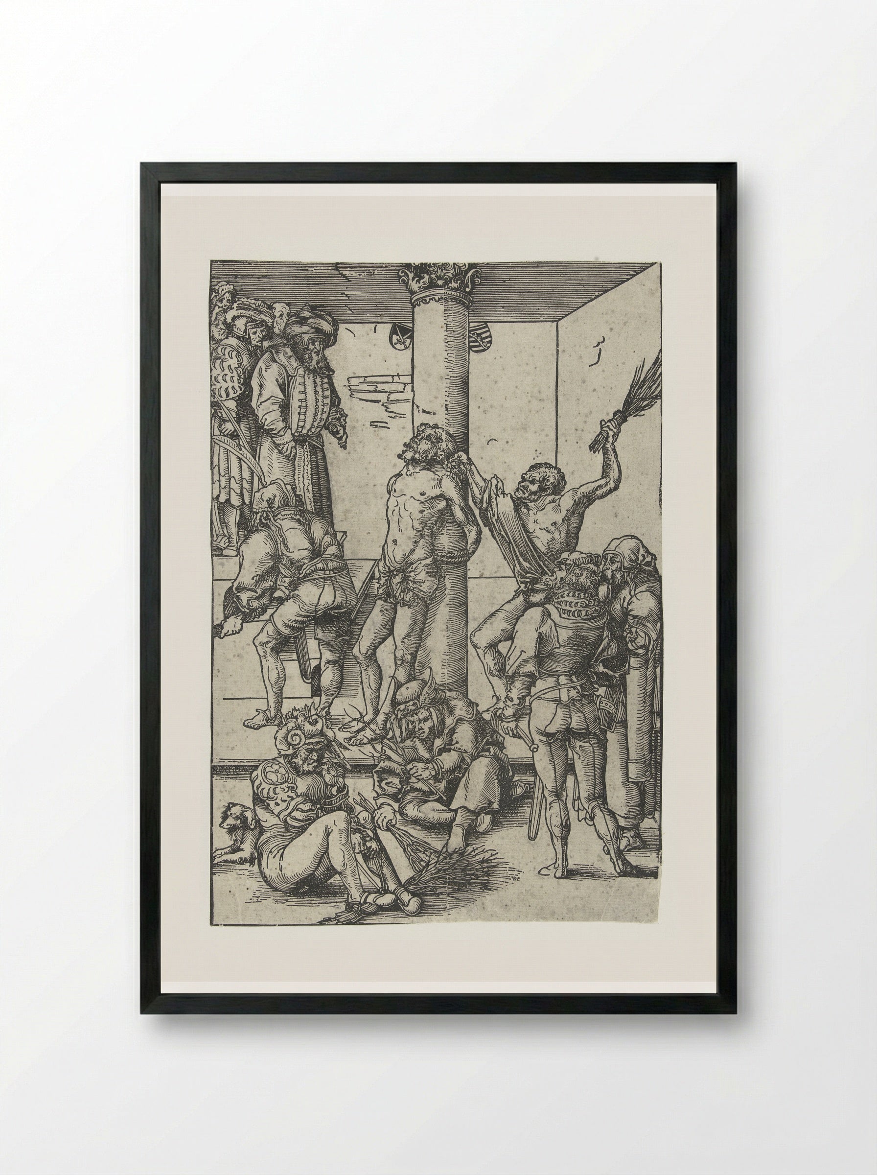 The Flagellation of Christ - Lucas Cranach the Elder - Framed Print Black