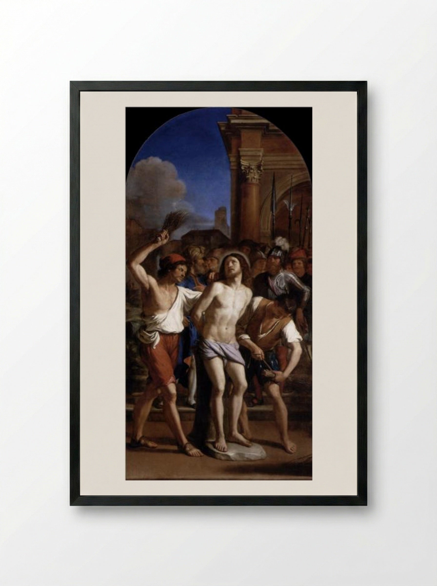 The Flagellation of Christ - Guercino - Framed Print Black