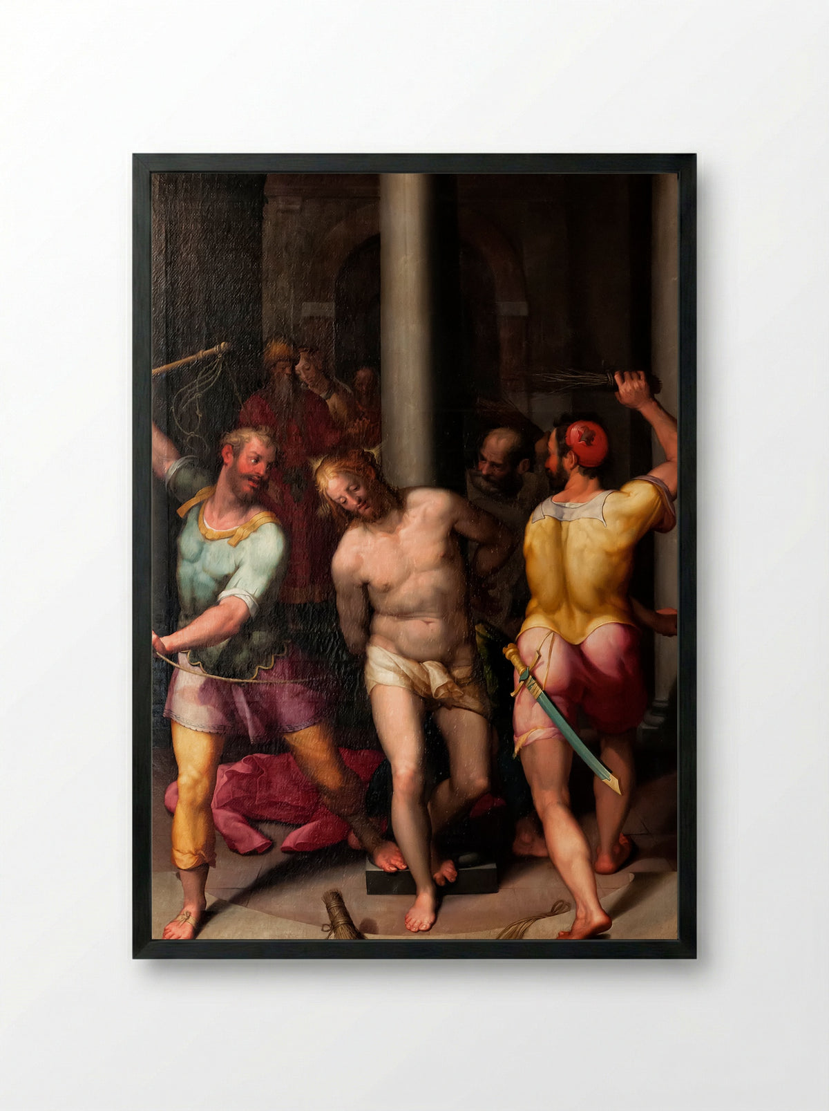 The Flagellation of Christ - Denys Calvaert - Framed Print Black