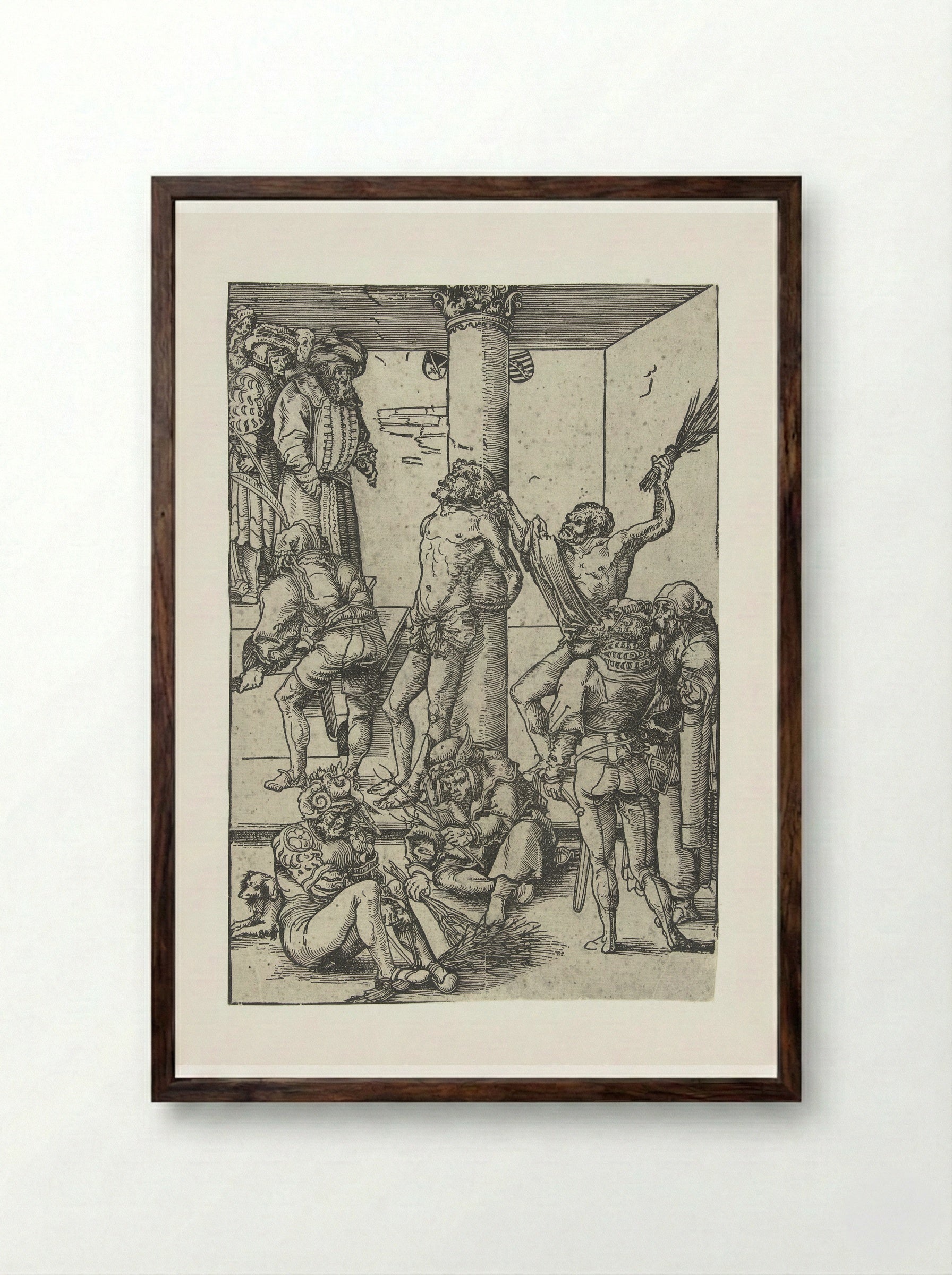 The Flagellation of Christ - Lucas Cranach the Elder - Framed Print Dark Wood
