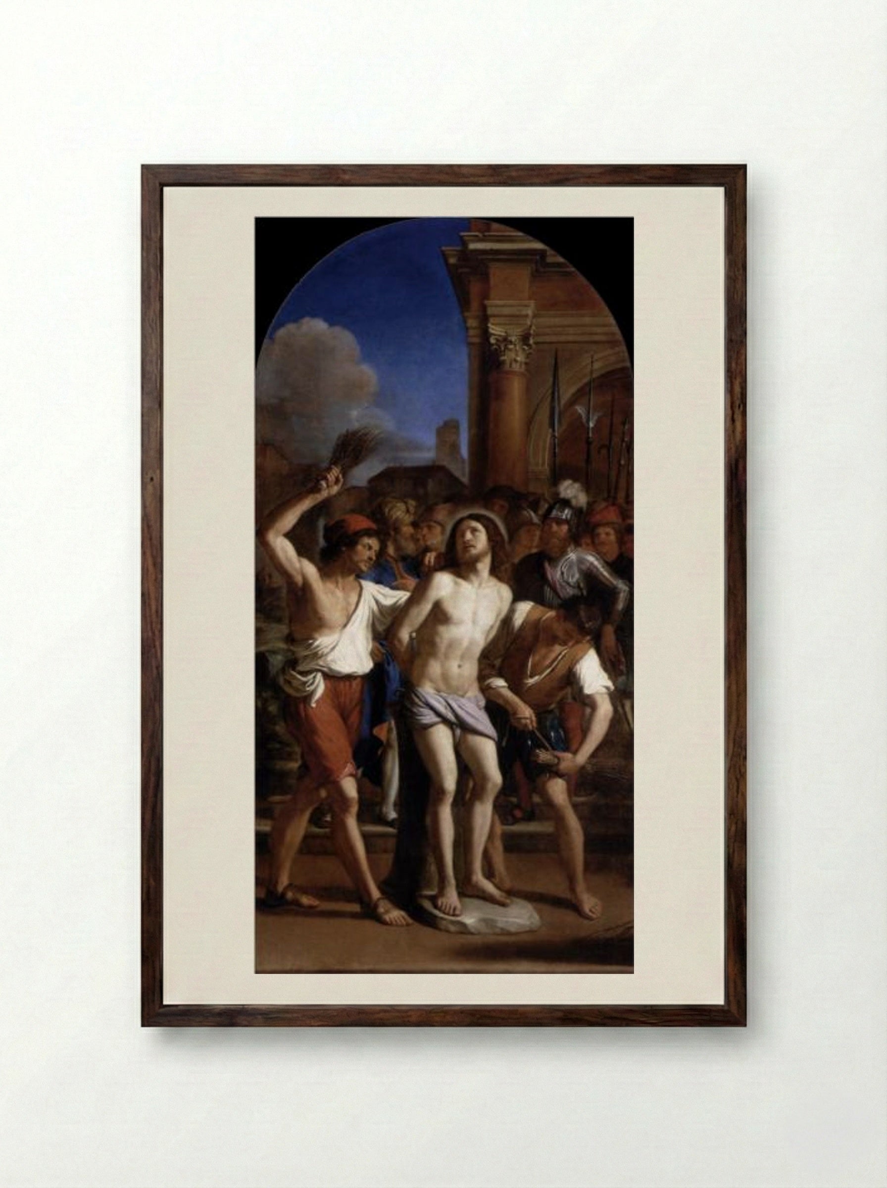 The Flagellation of Christ - Guercino - Framed Print Dark Wood