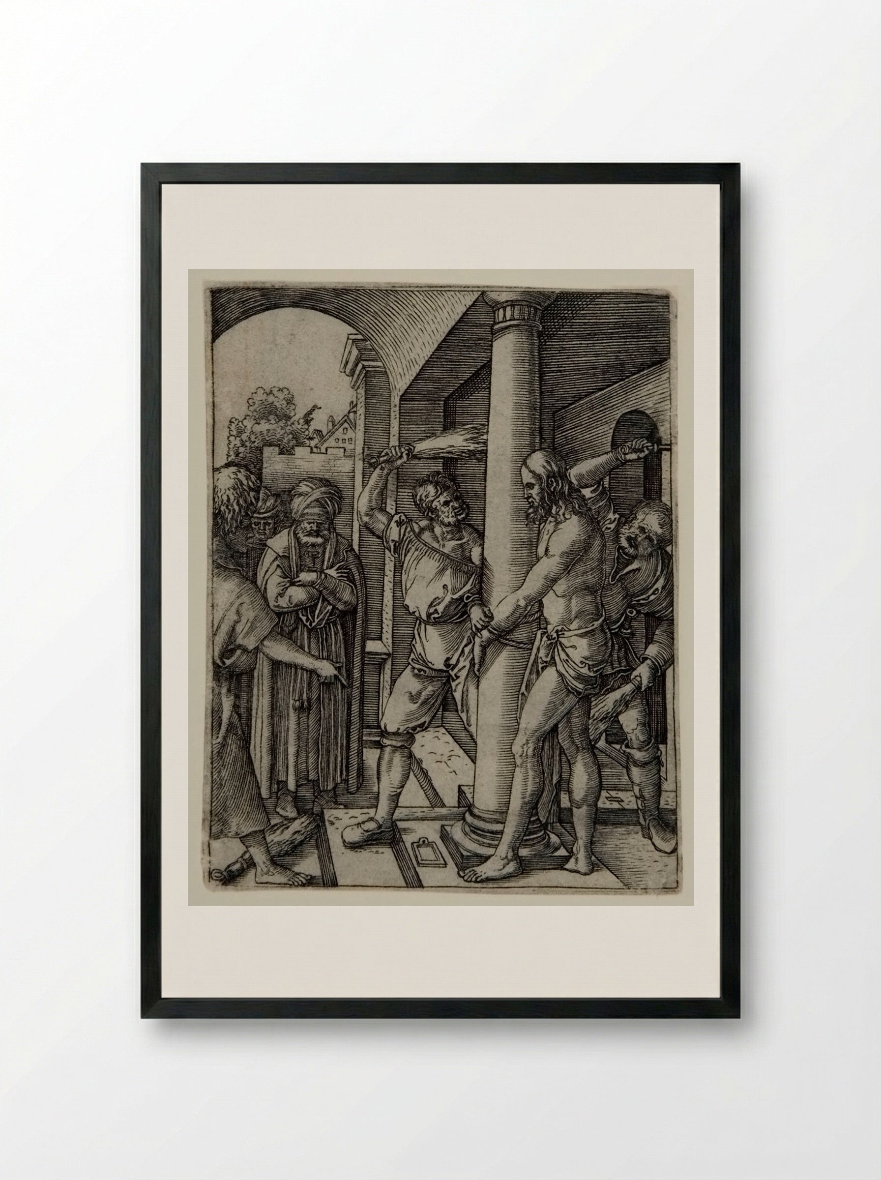 The Flagellation - Marcantonio Raimondi - Framed Print Black