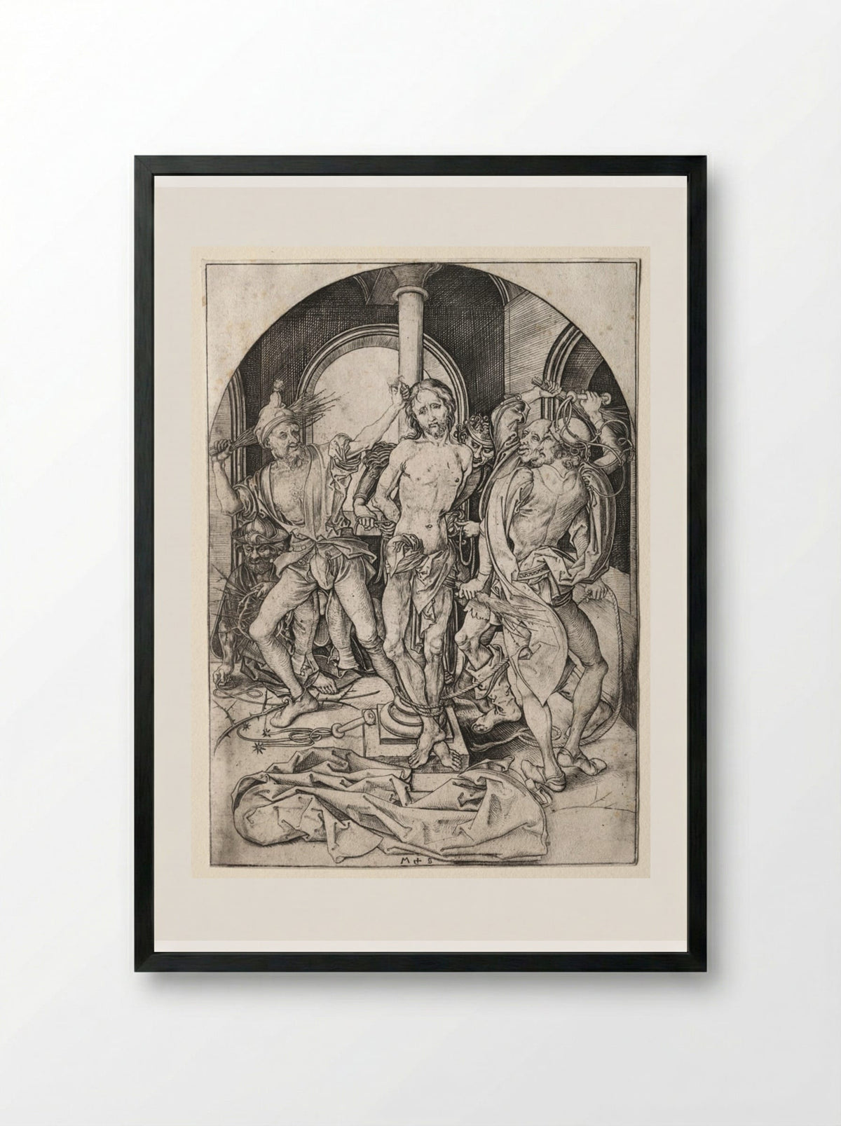The Flagellation - Martin Schongauer - Framed Print Black