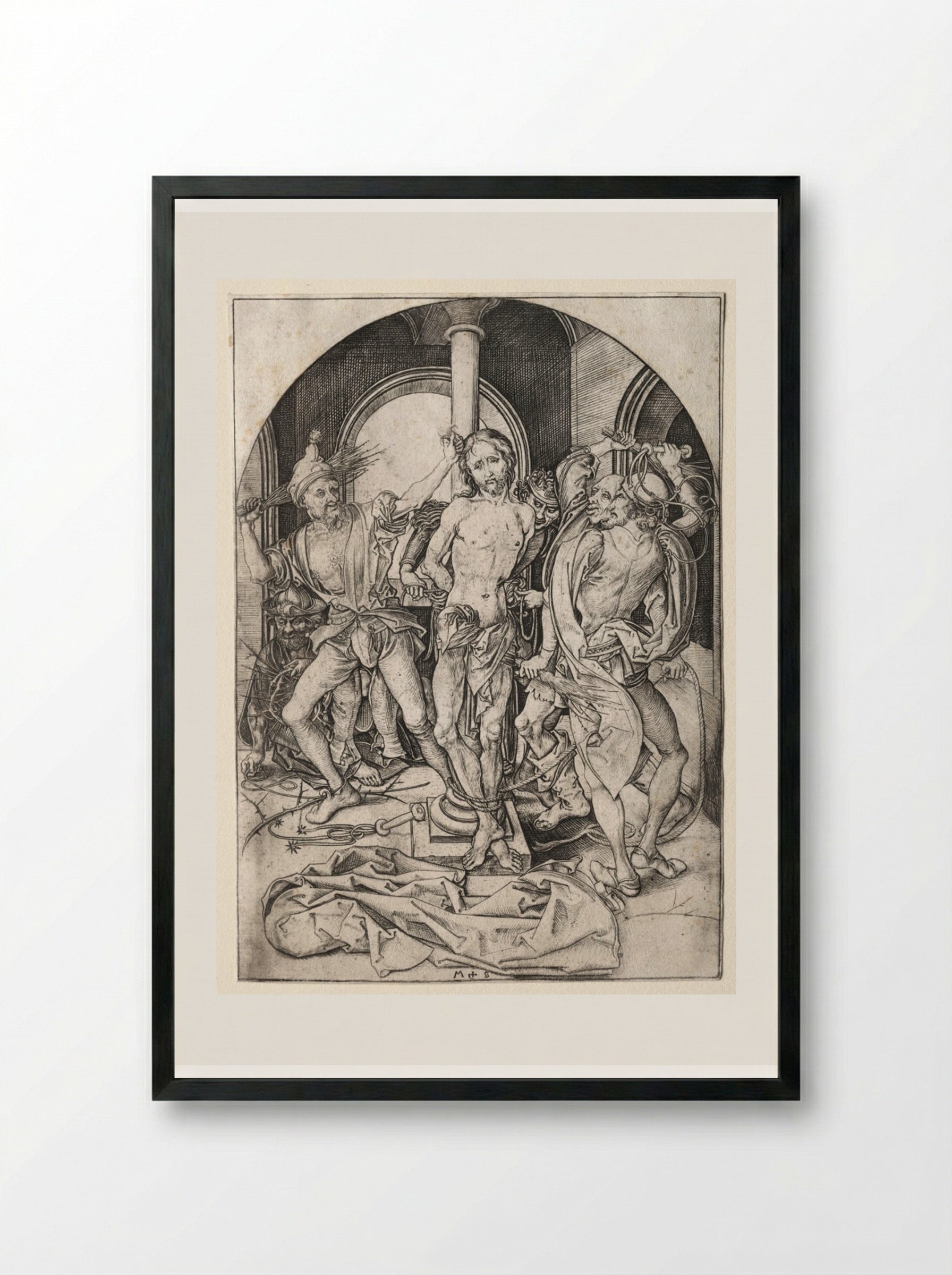 The Flagellation - Martin Schongauer - Framed Print Black