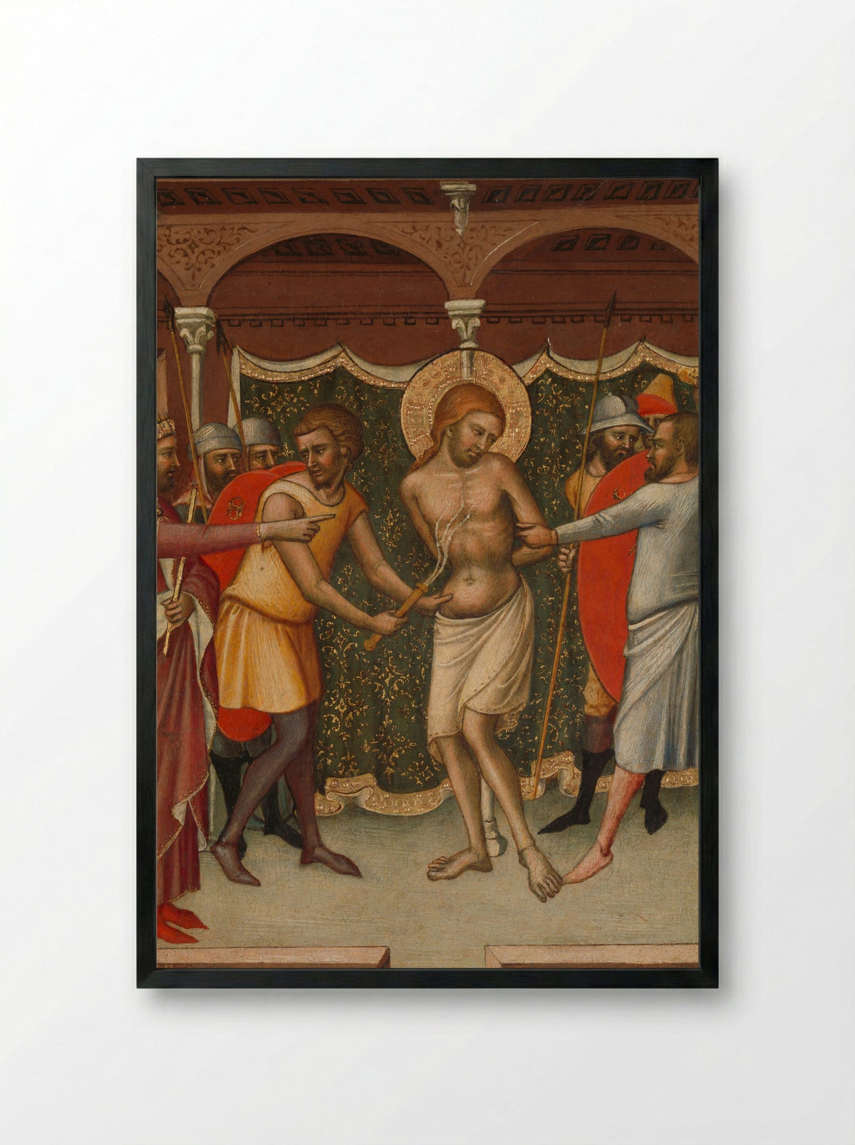 The Flagellation - Luca di Tommè - Framed Print Black