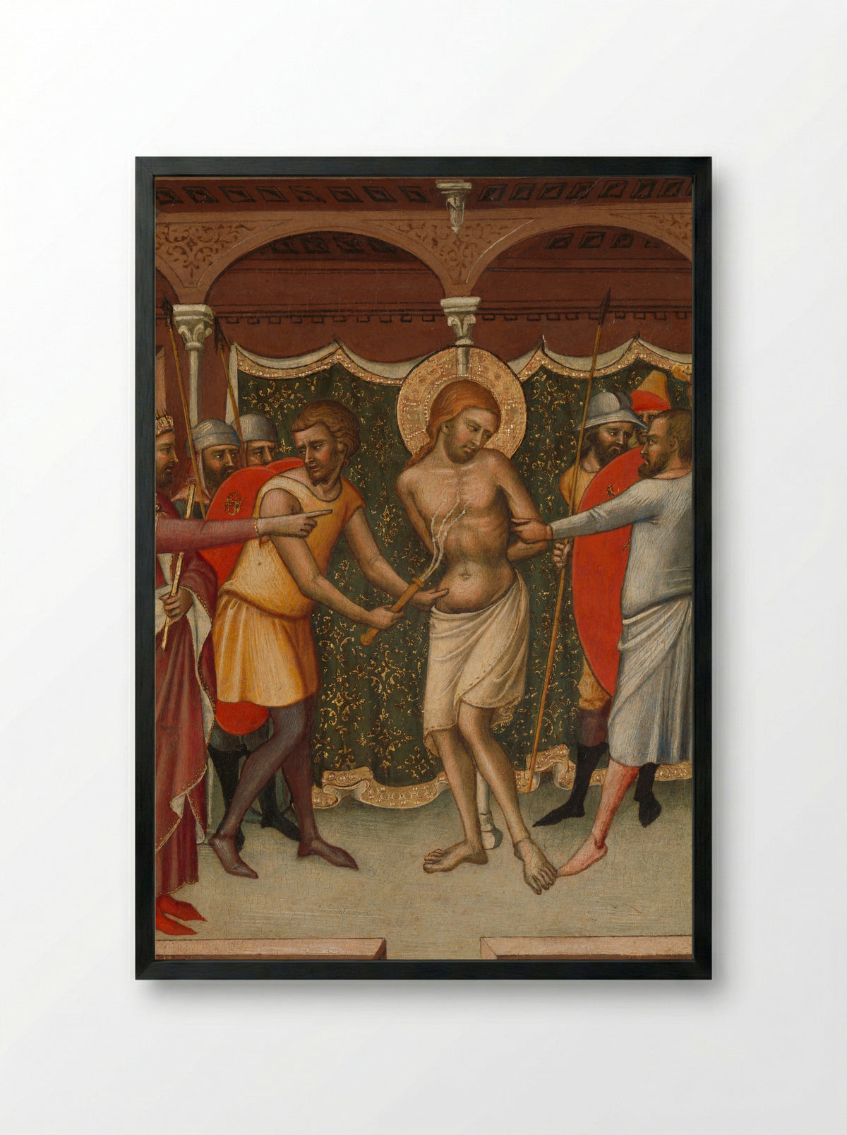 The Flagellation - Luca di Tommè - Framed Print Black