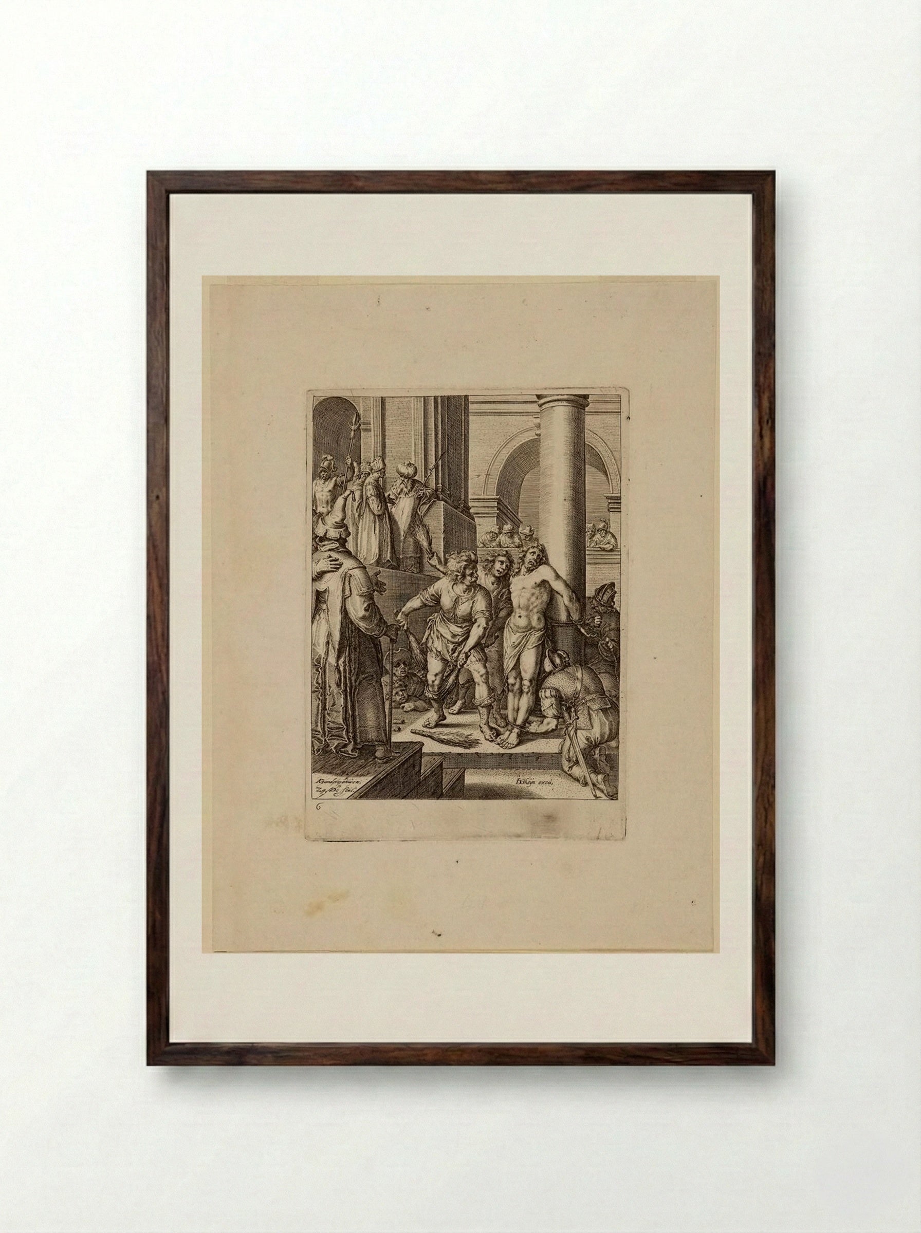The Flagellation - Zacharias Dolendo - Framed Print Dark Wood