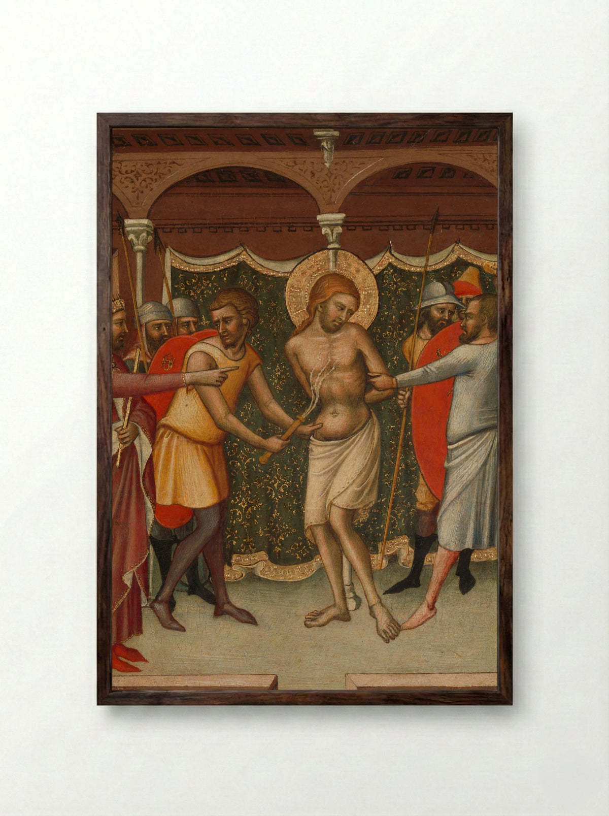 The Flagellation - Luca di Tommè - Framed Print Dark Wood