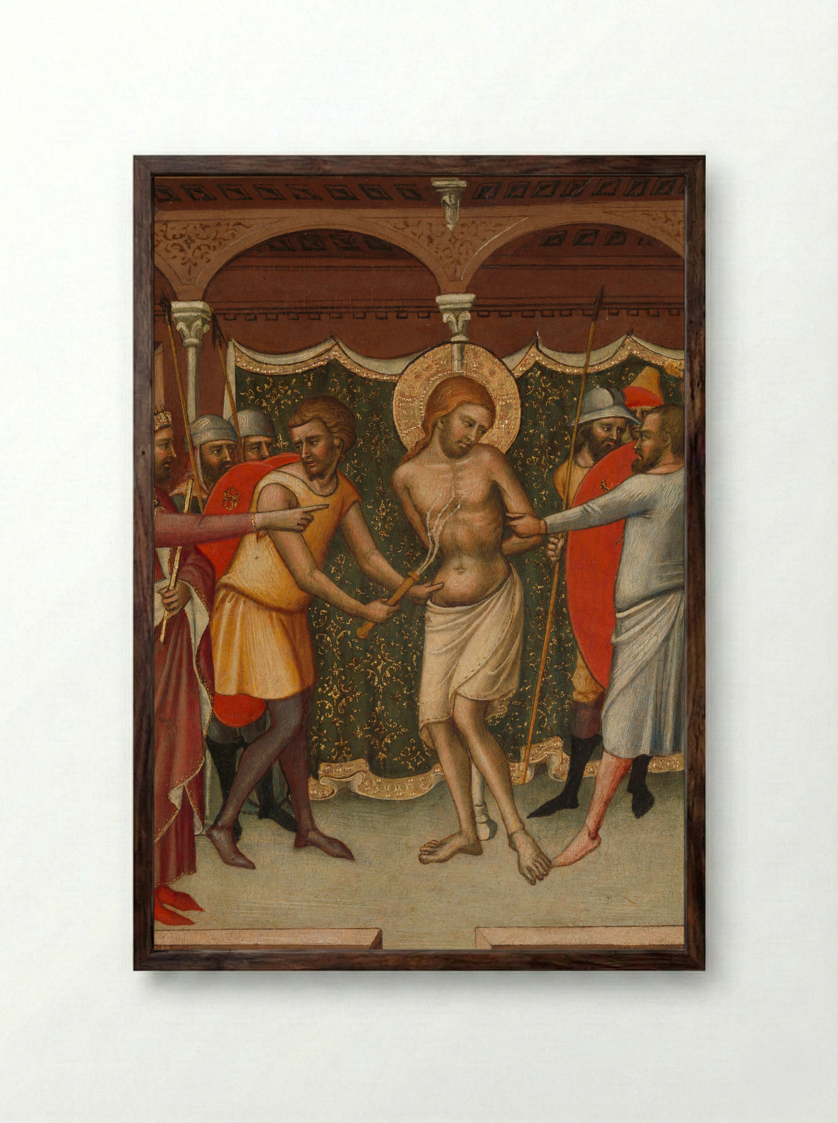 The Flagellation - Luca di Tommè - Framed Print Dark Wood