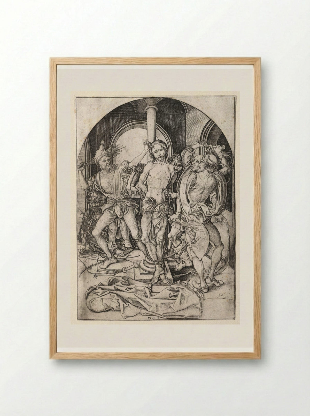 The Flagellation - Martin Schongauer - Framed Print Wood
