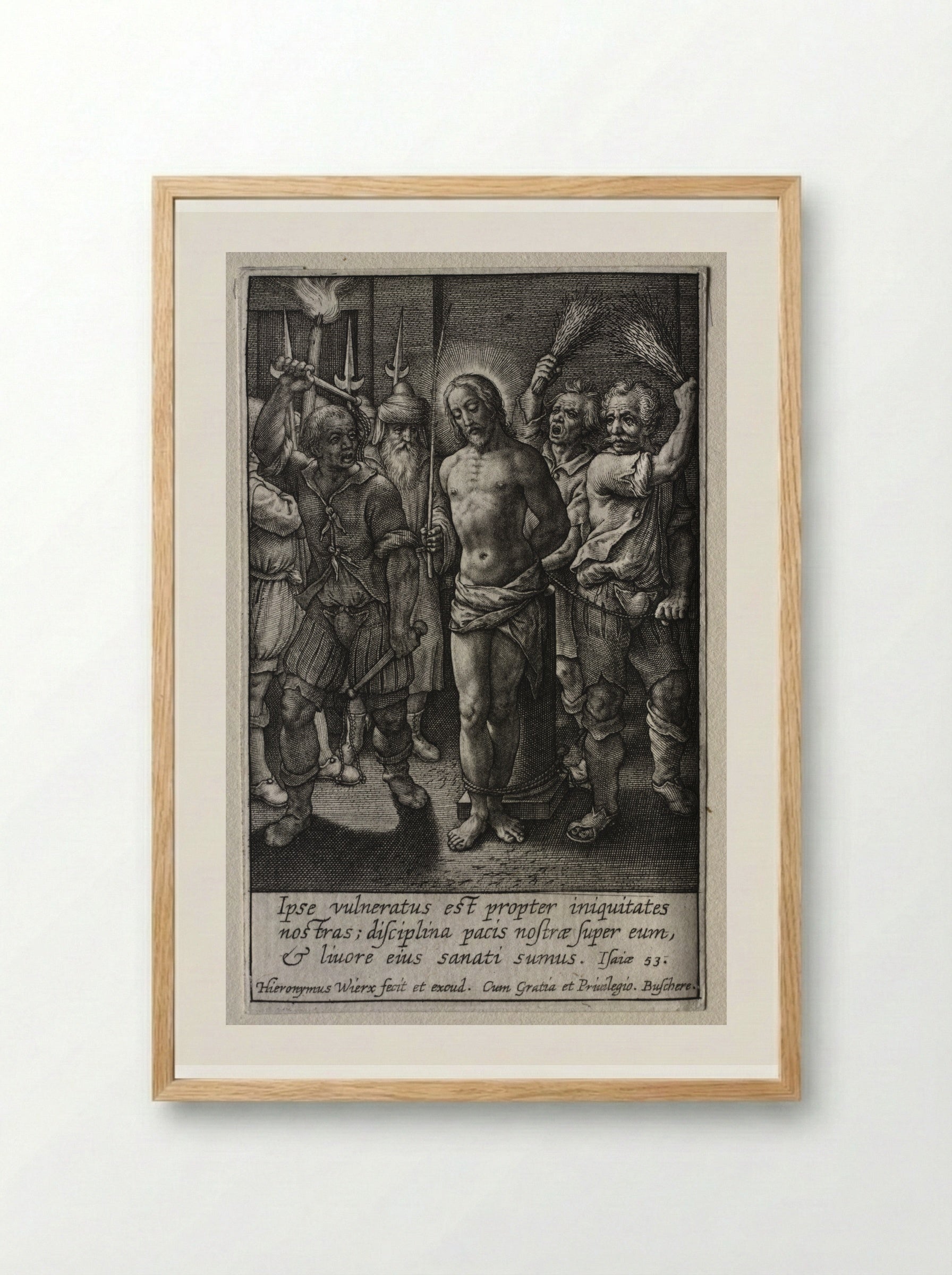 The Flagellation - Hieronymus Wierix - Framed Print Wood