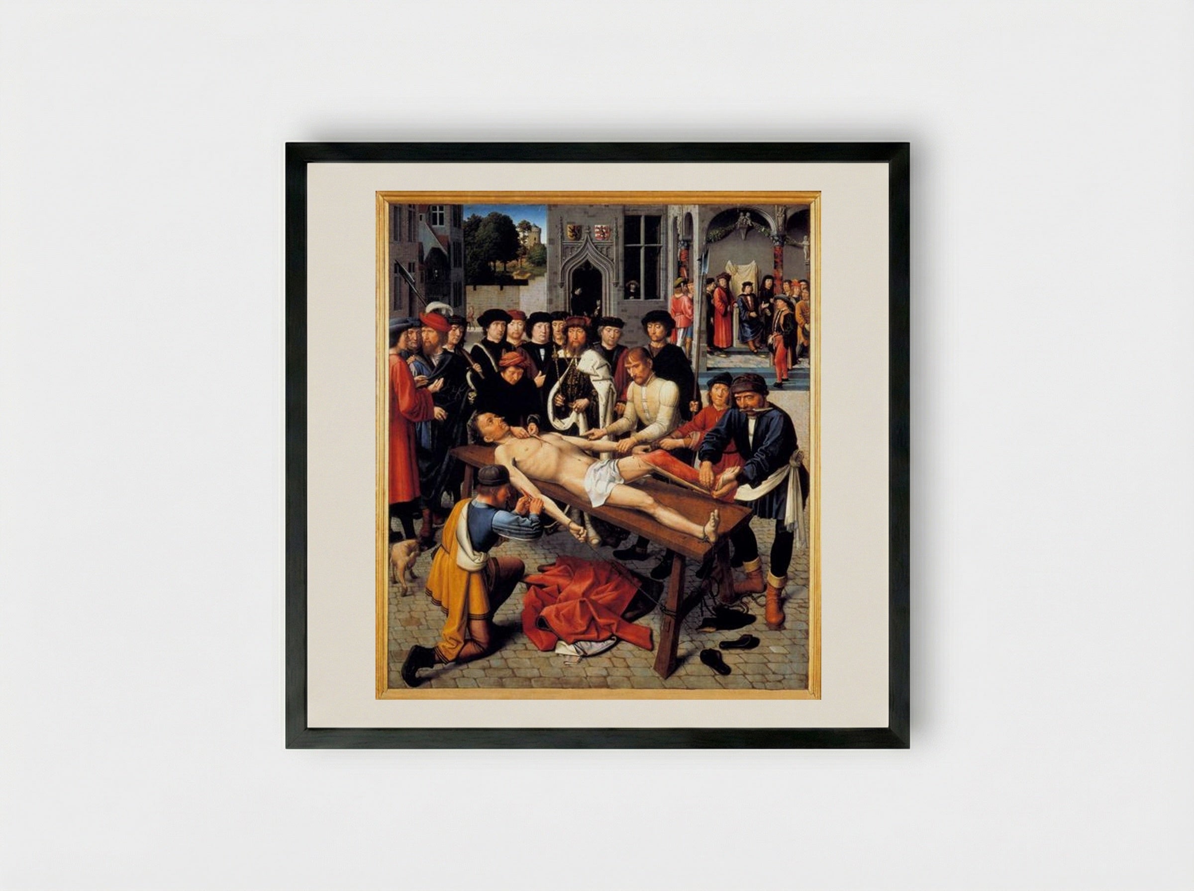 The Flaying of the Corrupt Judge Sisamnes - Gerard David - Framed Print Black
