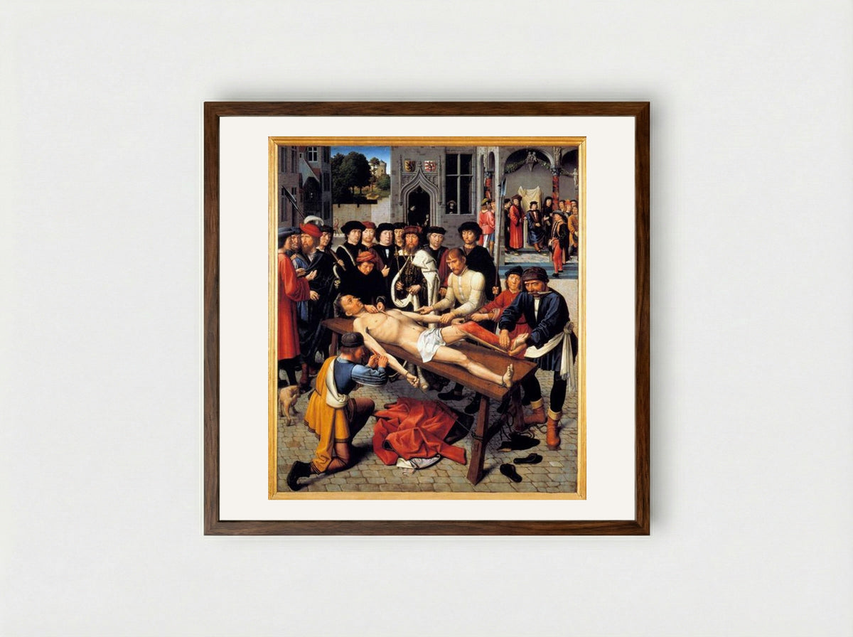 The Flaying of the Corrupt Judge Sisamnes - Gerard David - Framed Print Dark Wood