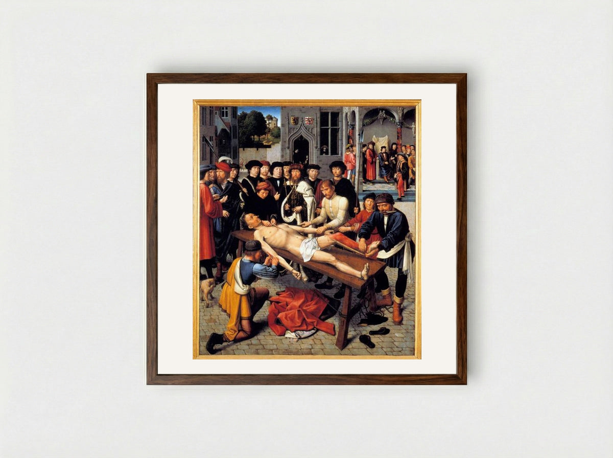 The Flaying of the Corrupt Judge Sisamnes - Gerard David - Framed Print Dark Wood