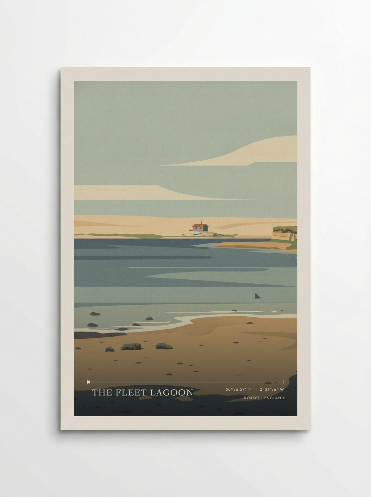 The Fleet Lagoon, Dorset travel poster print