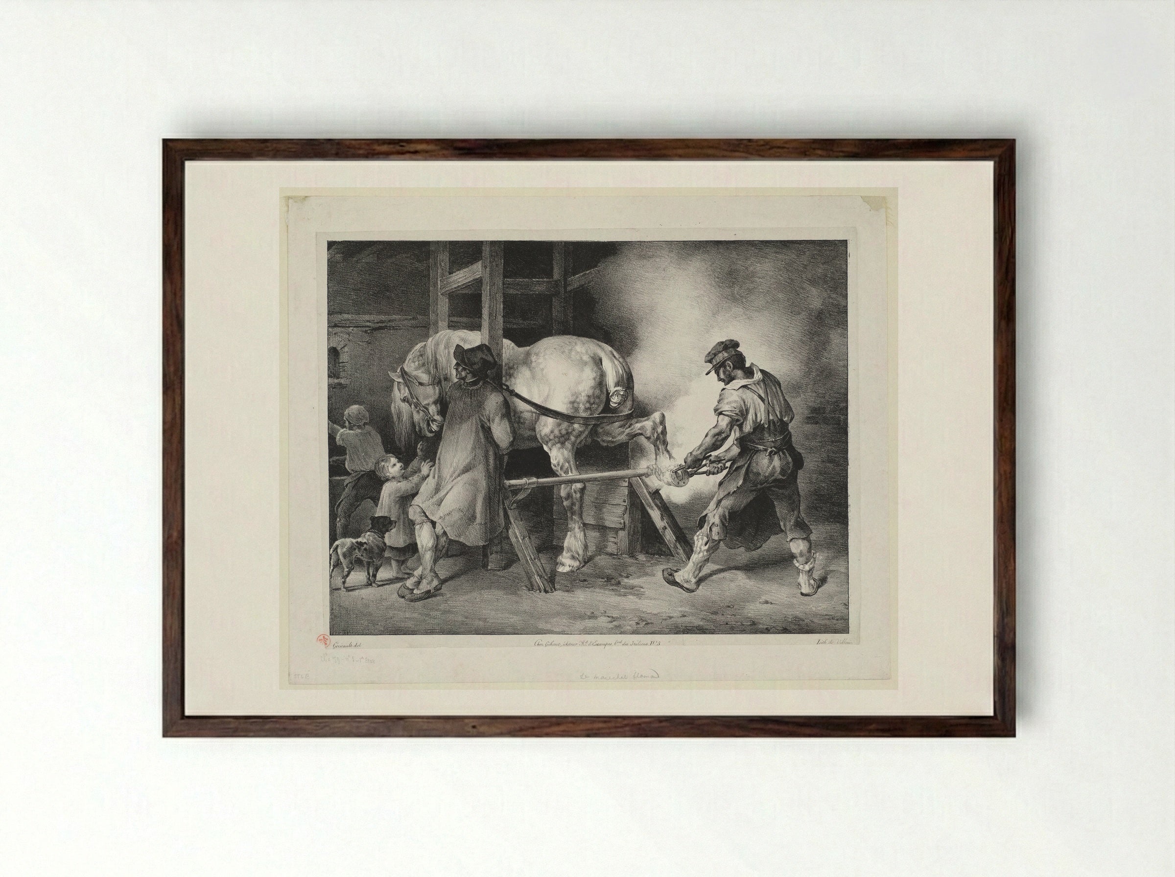 The Flemish Blacksmith - Théodore Géricault - Framed Print Dark Wood