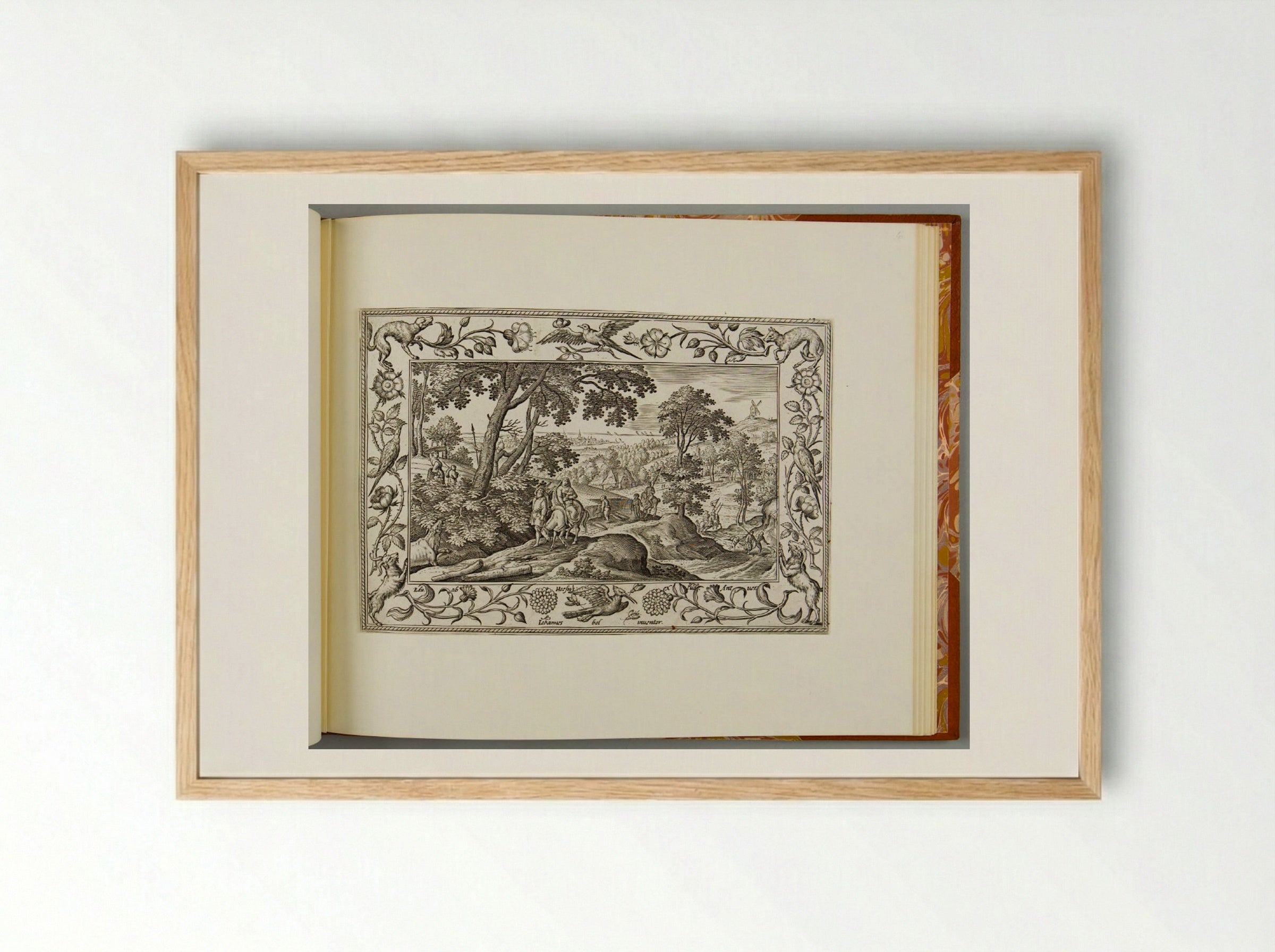 The Flight into Egypt, with Bird, Dog, and Goat - Adriaen Collaert - Framed Print Wood