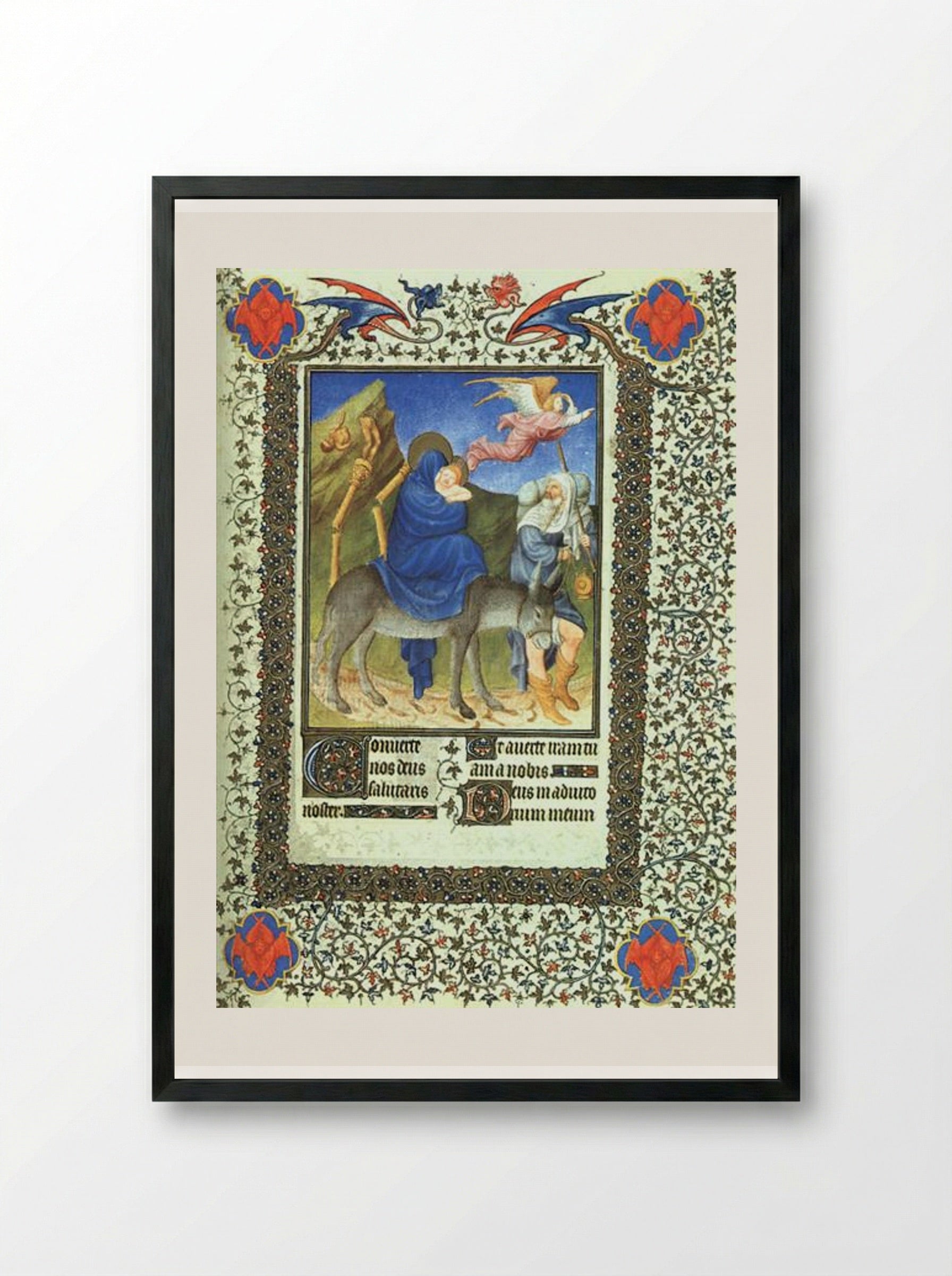 The Flight into Egypt - Limbourg brothers - Framed Print Black