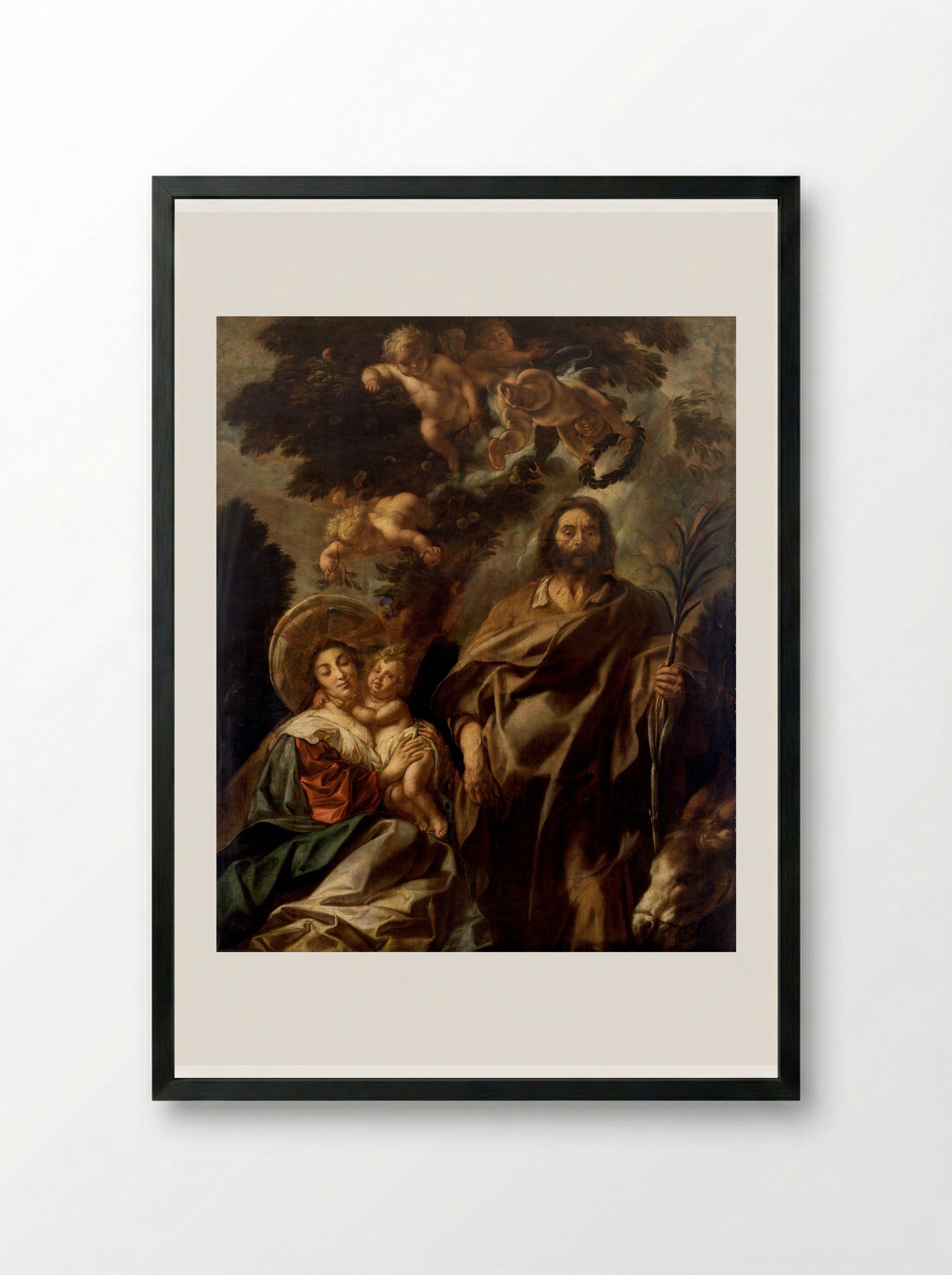 The Flight into Egypt - Jacob Jordaens - Framed Print Black