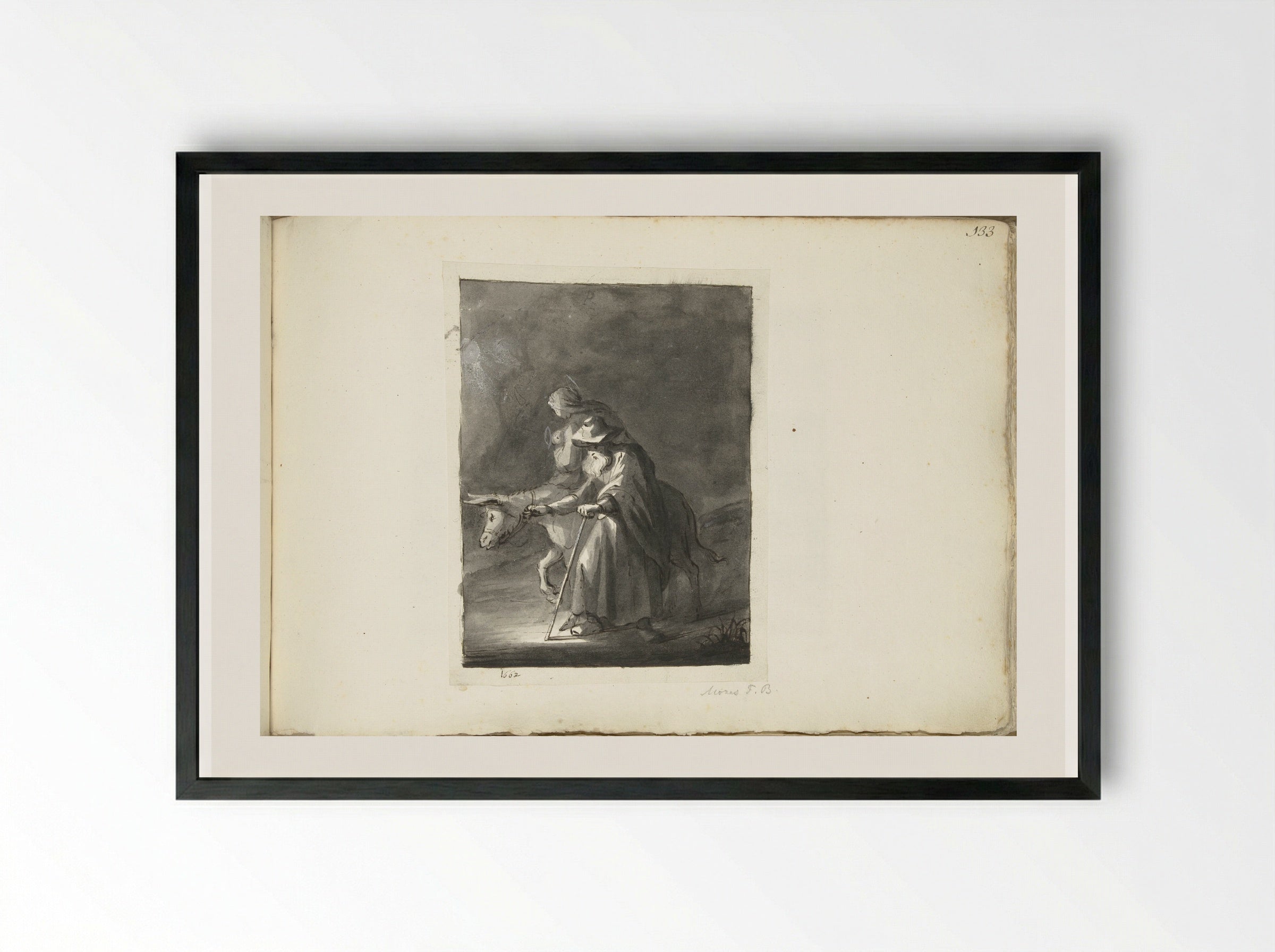 The Flight into Egypt - Moses ter Borch - Framed Print Black