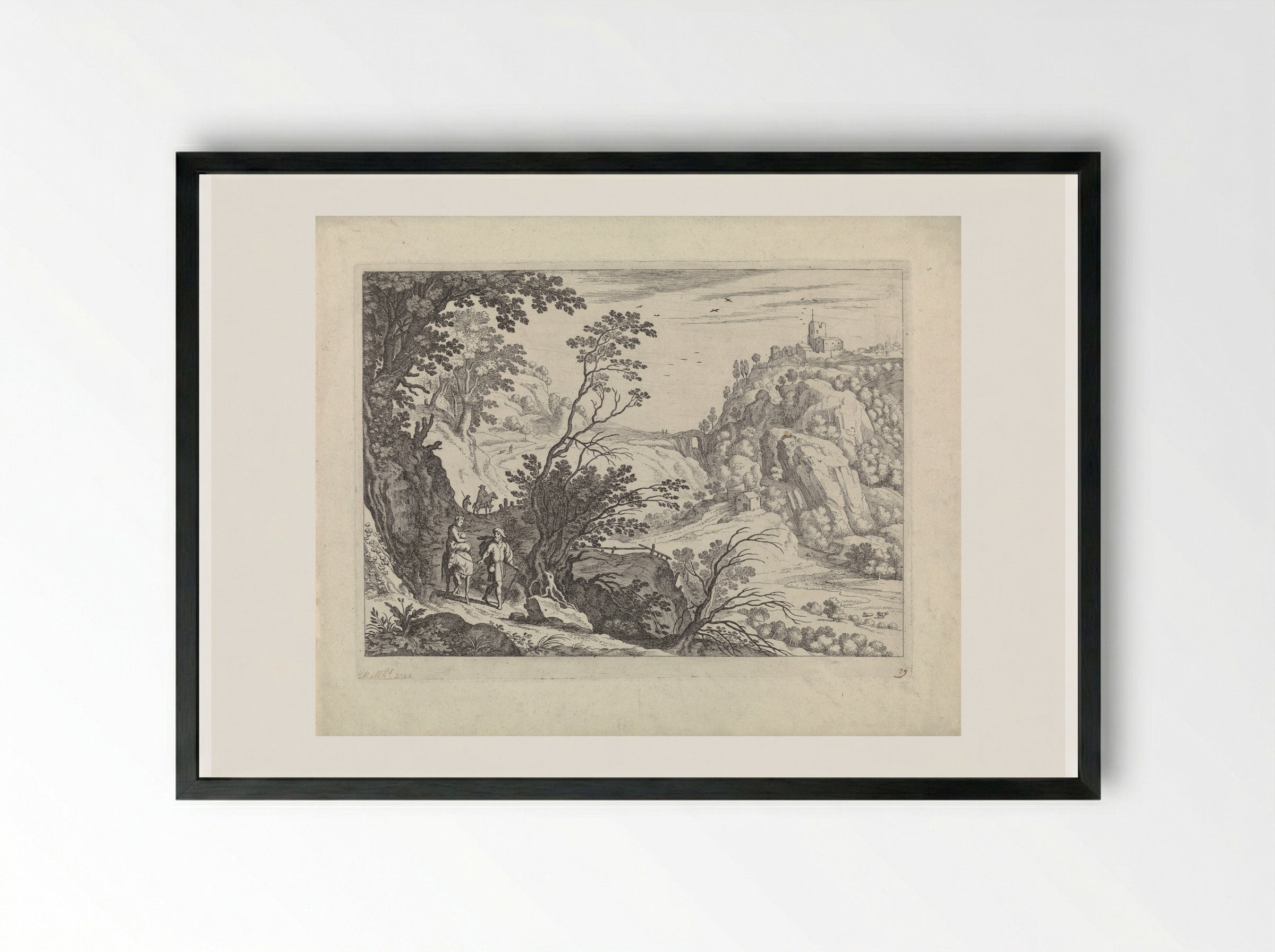 The Flight into Egypt - Guilliam van Nieulandt (II) - Framed Print Black