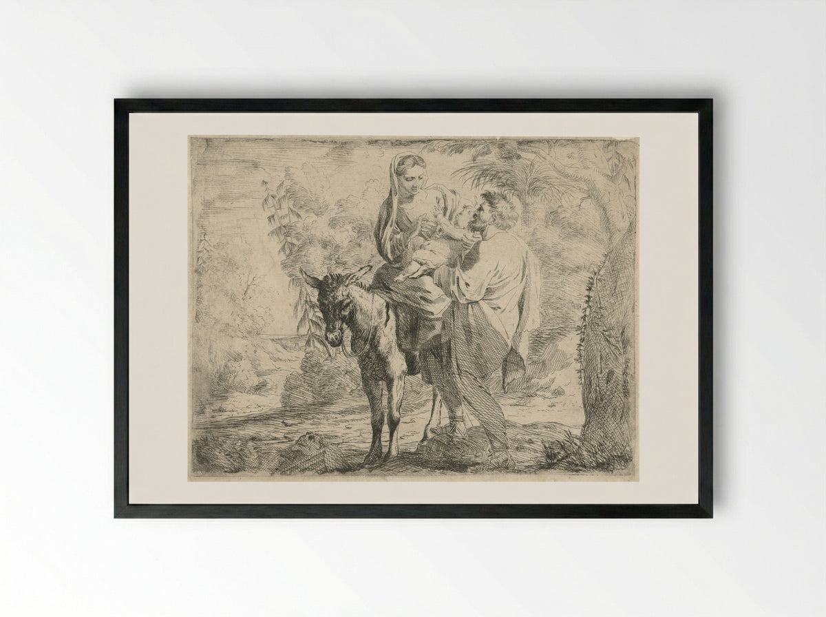 The Flight into Egypt - Jan Miel - Framed Print Black