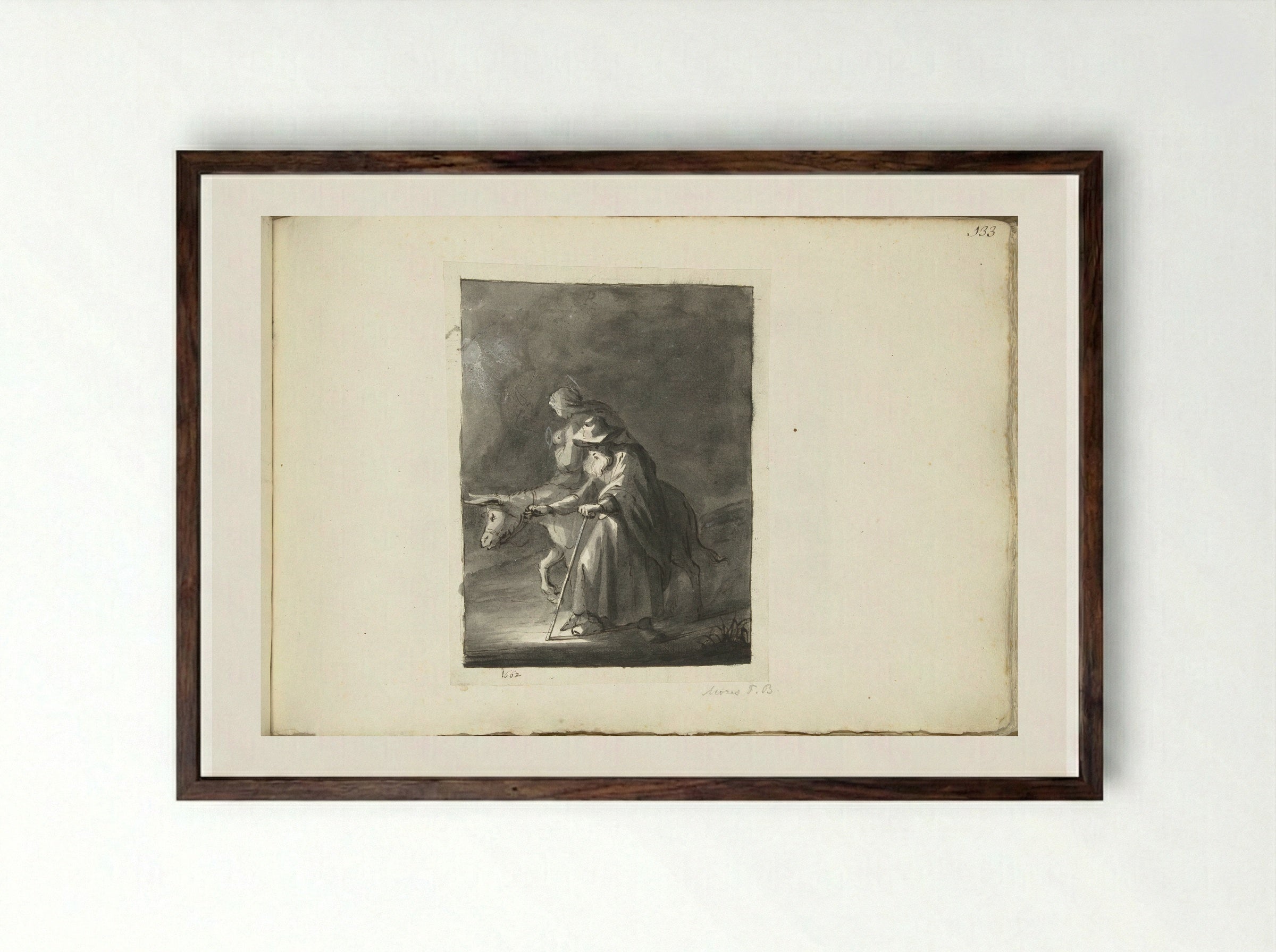 The Flight into Egypt - Moses ter Borch - Framed Print Dark Wood