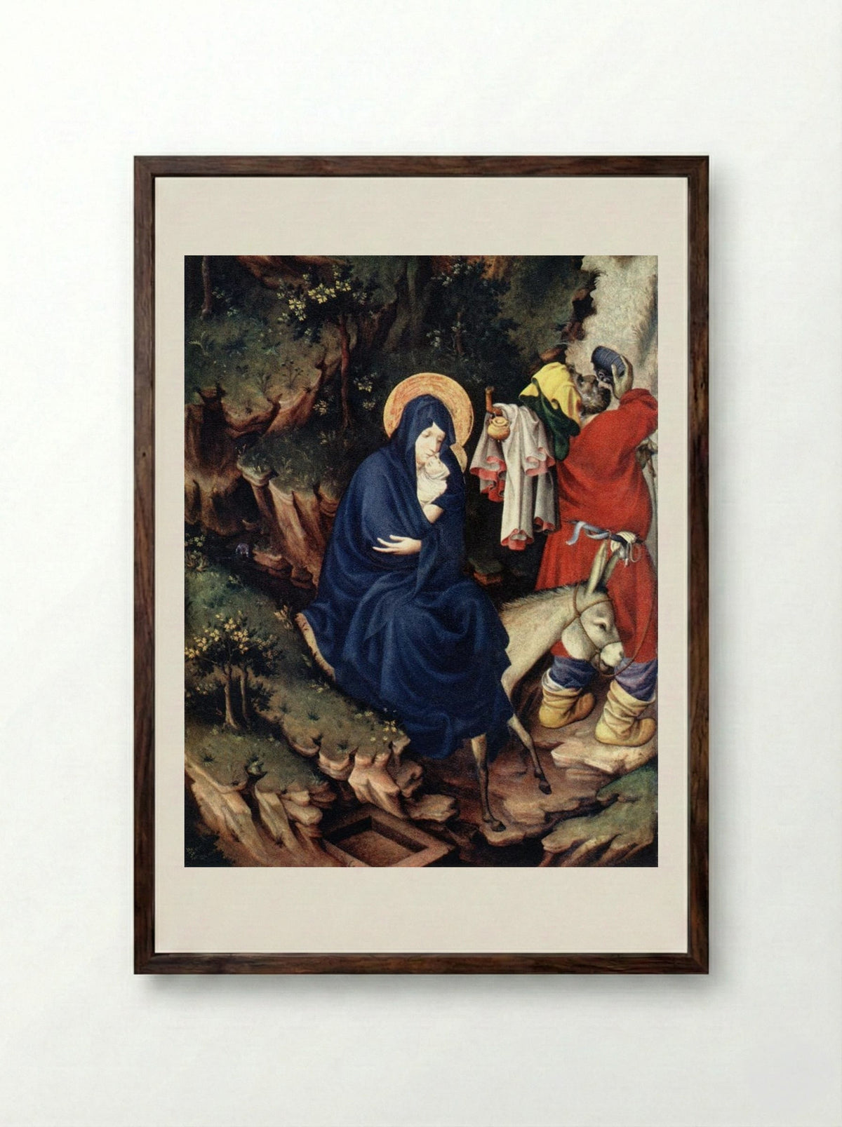 The Flight into Egypt - Melchior Broederlam - Framed Print Dark Wood
