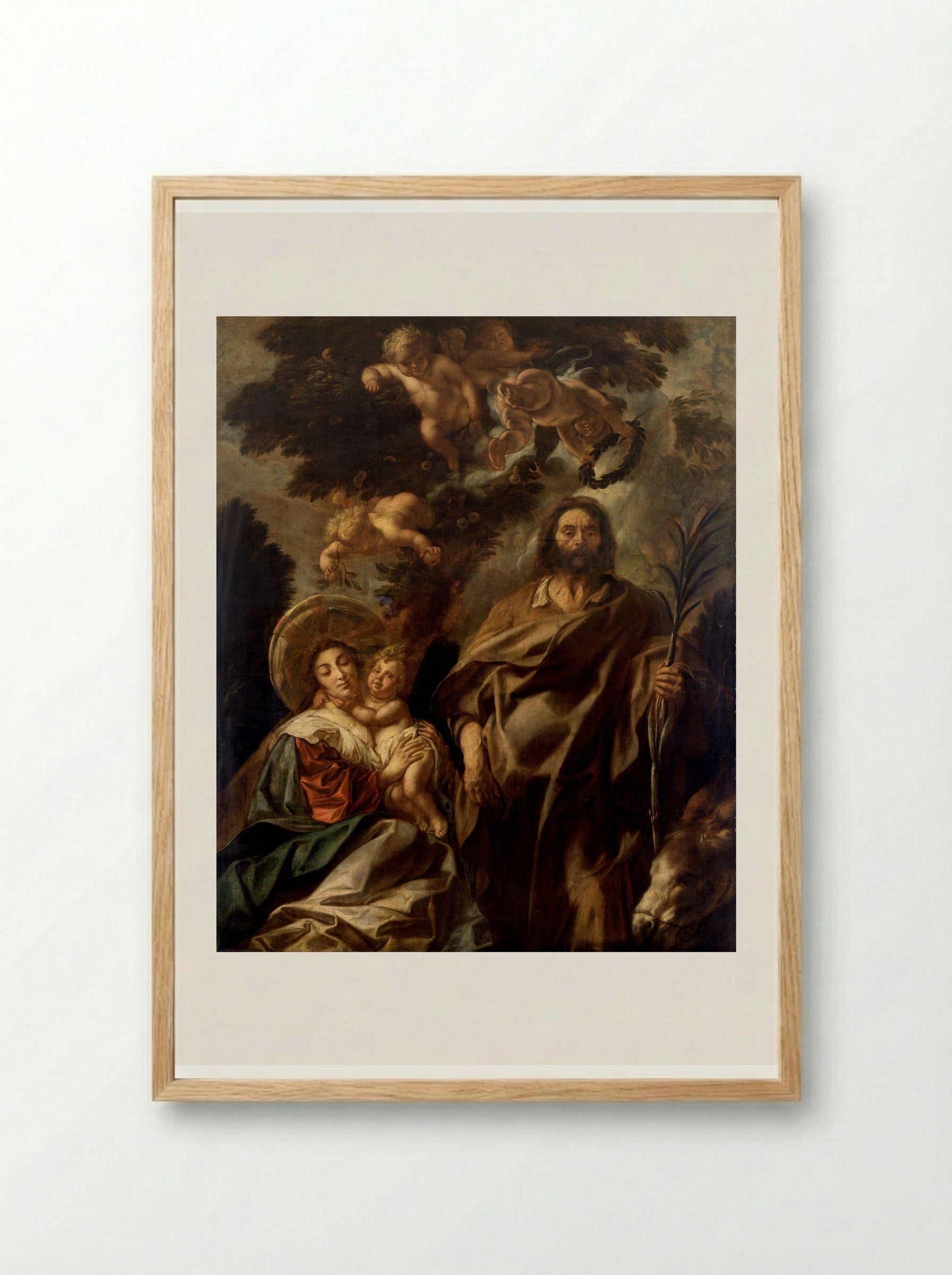 The Flight into Egypt - Jacob Jordaens - Framed Print Wood