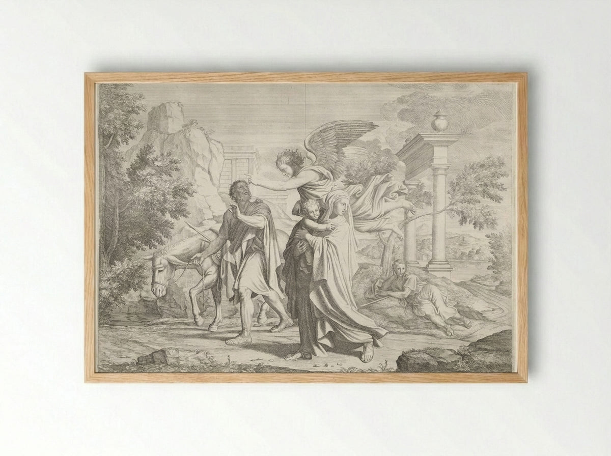 The Flight into Egypt - Pietro del Po - Framed Print Wood