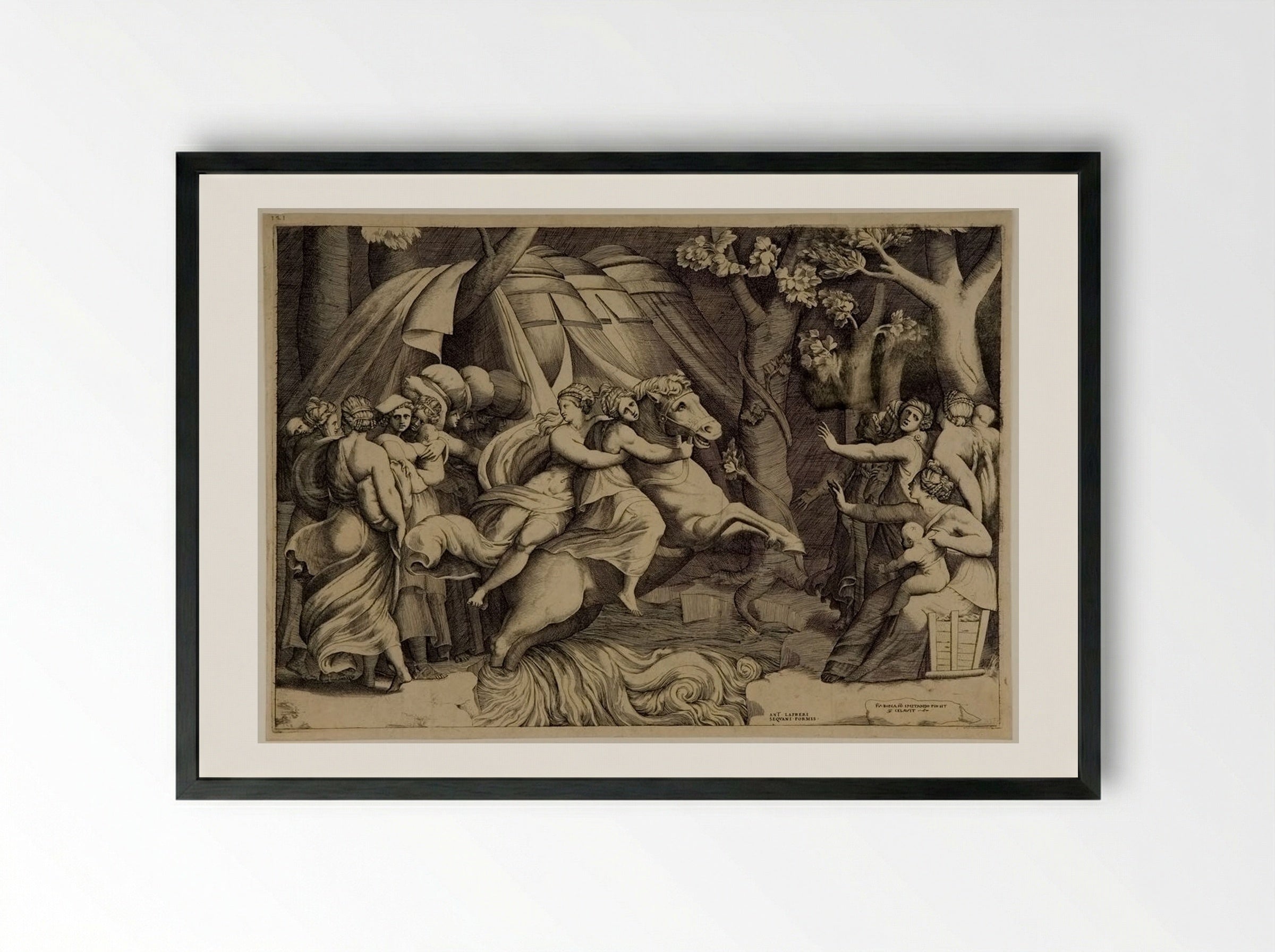 The Flight of Cloelia - Giulio Bonasone - Framed Print Black