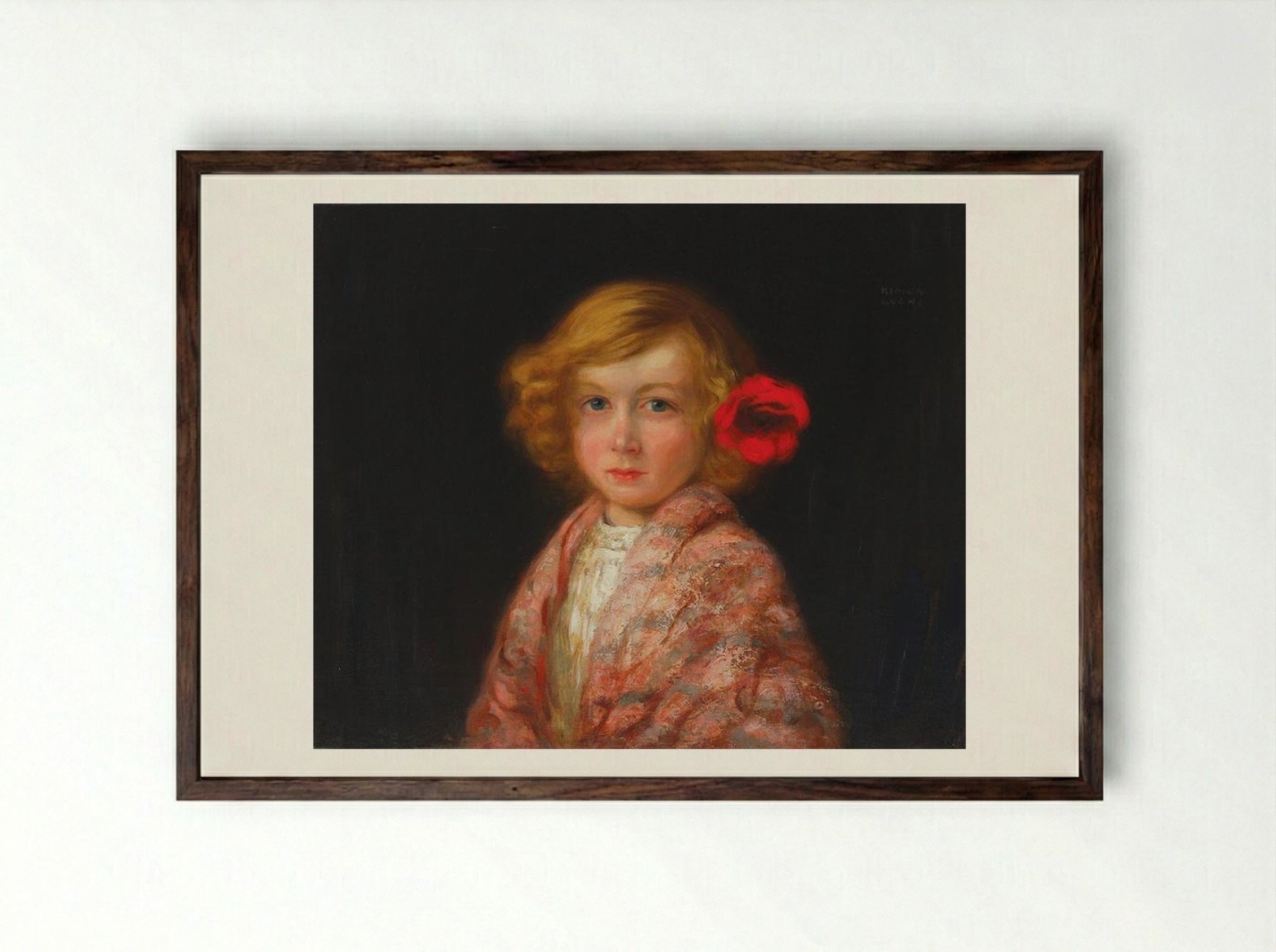 The Flower in the Hair - Kimon Loghi - Framed Print Dark Wood