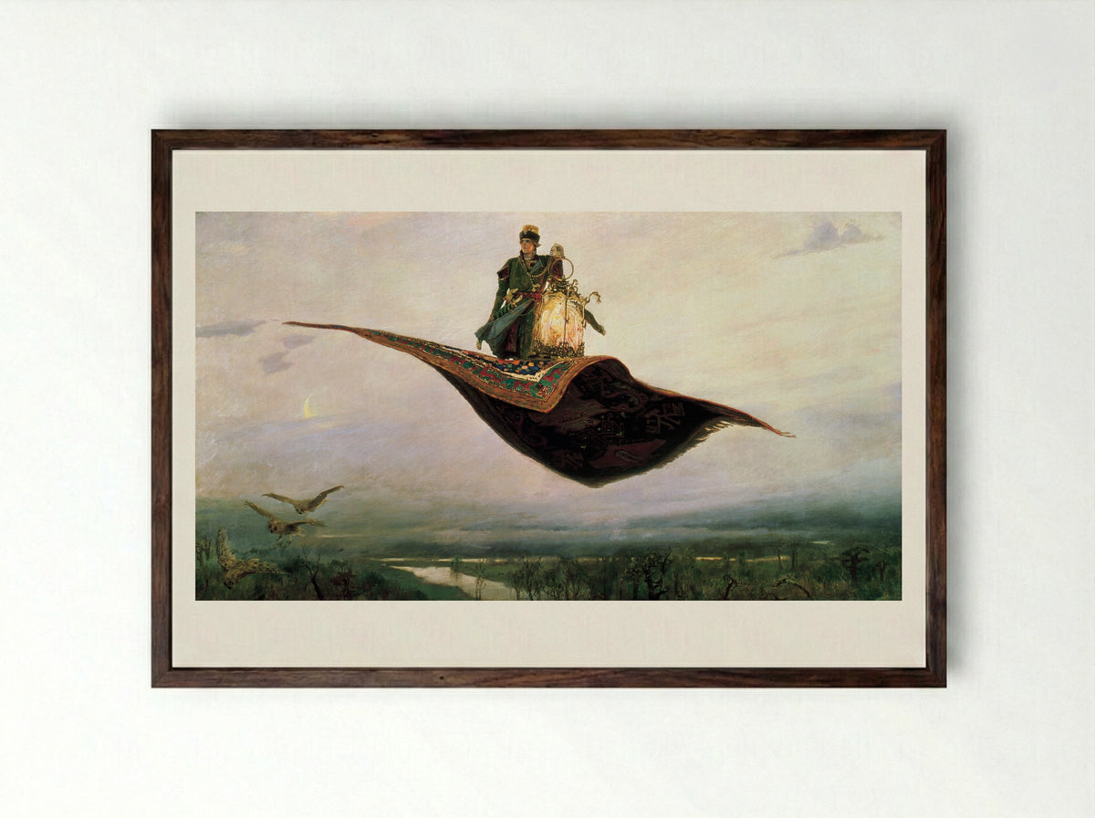 The Flying Carpet - Viktor Vasnetsov - Framed Print Dark Wood